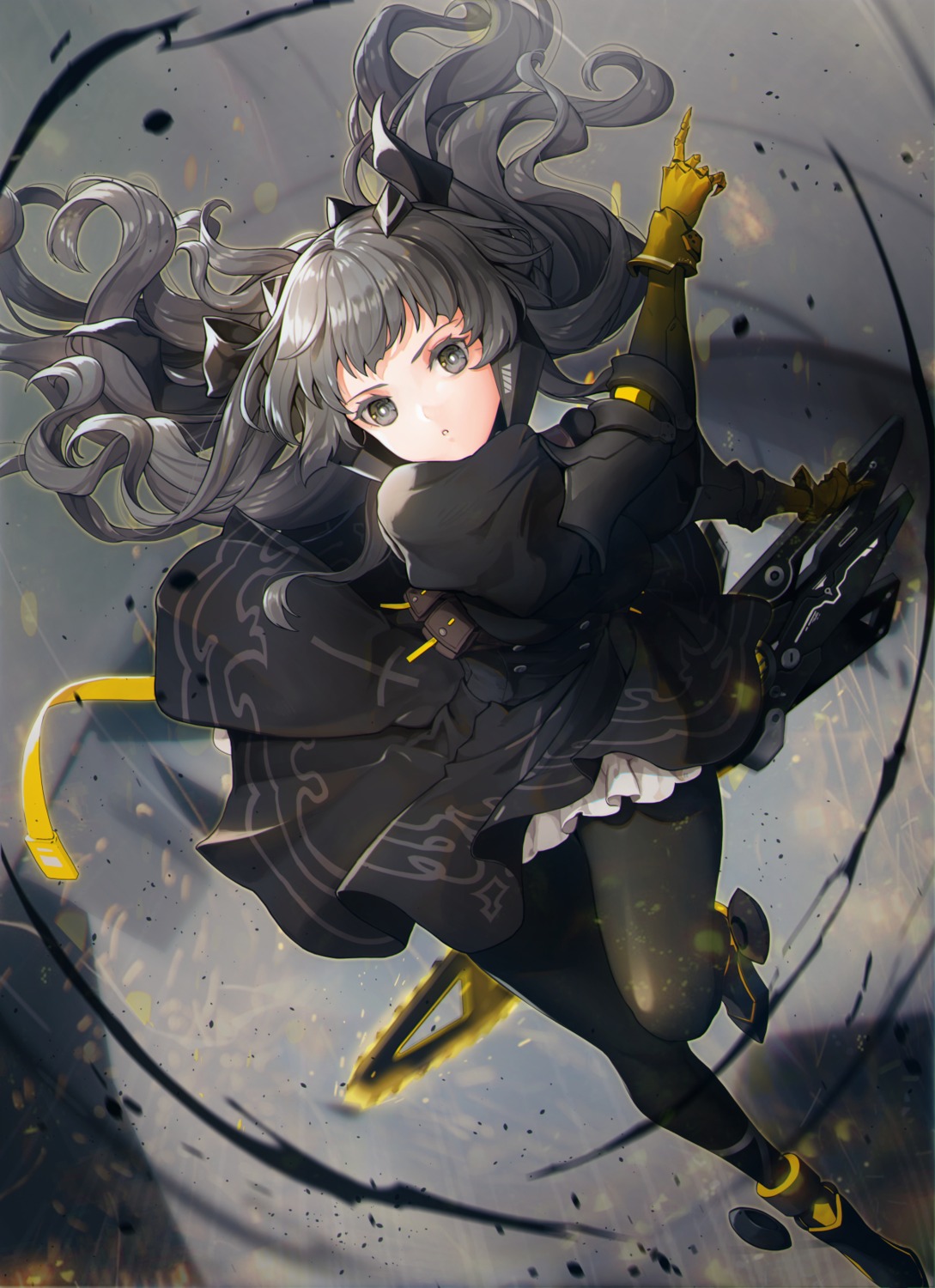 chainsaw, nanami_(punishing:_gray_raven), nanami_storm, pantyhose, punishing:_gray_raven, skirt_lift, y.i._(lave2217)