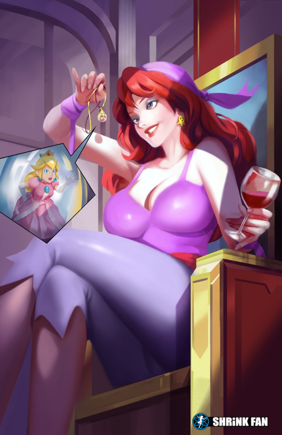 captain_syrup, cleavage, dress, mario_bros., princess_peach_toadstool, tagme, warioware