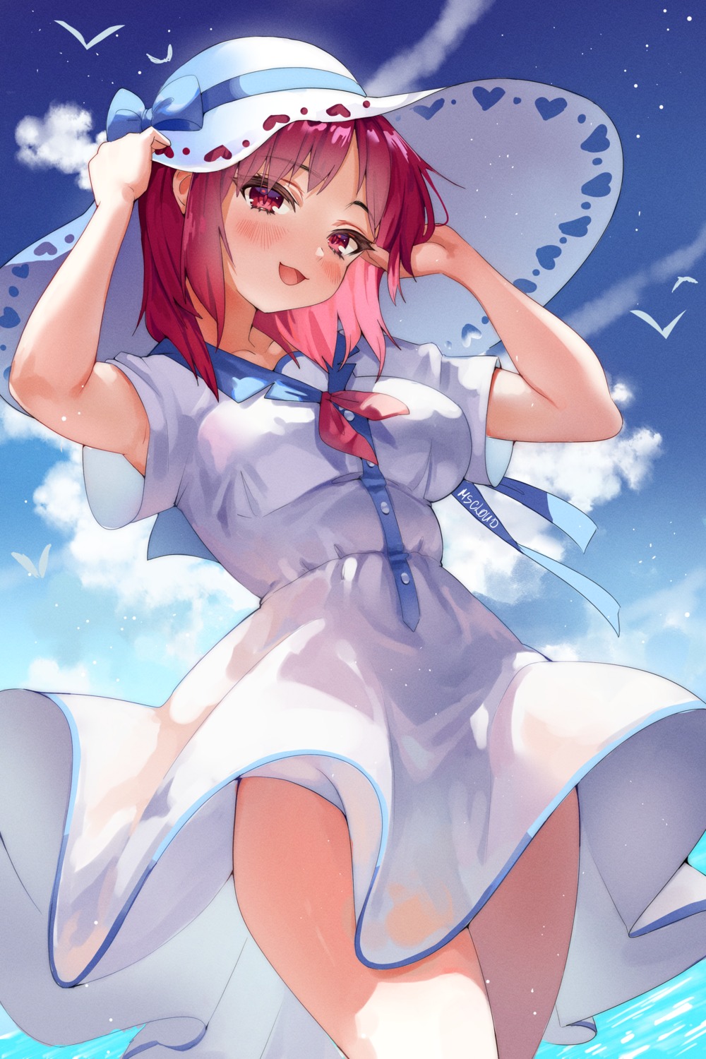 angel_beats!, dress, iwasawa_masami, ms_cloud, see_through, skirt_lift