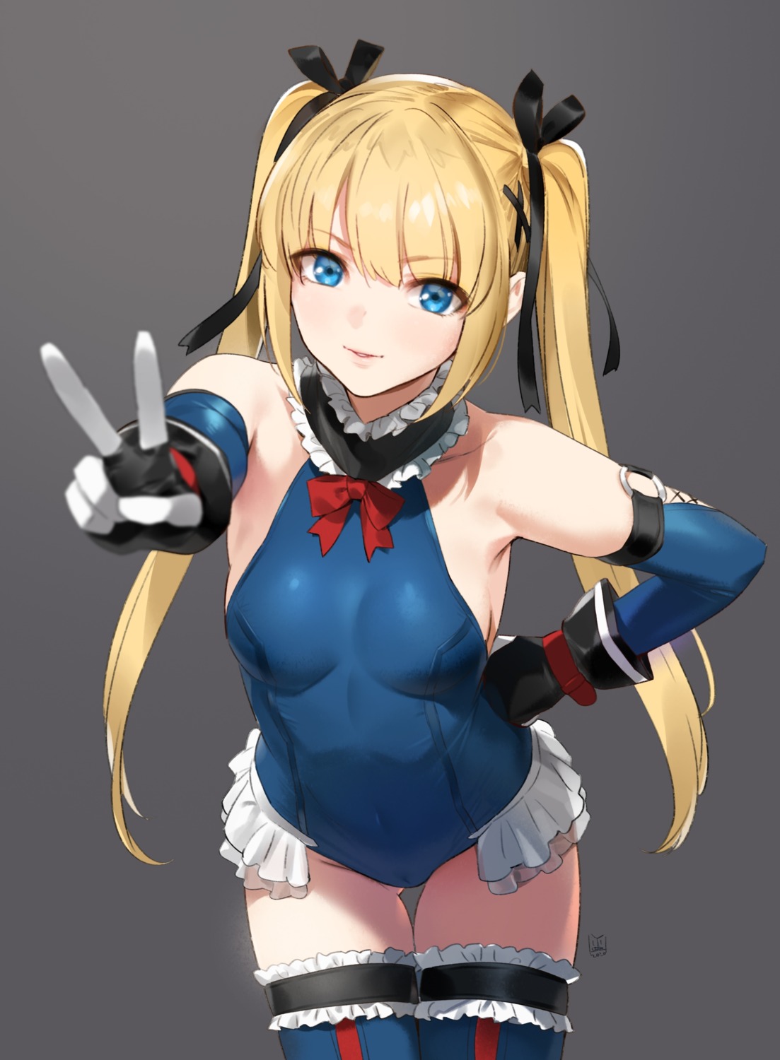 dead_or_alive, dead_or_alive_5, garter, leotard, marie_rose, no_bra, thighhighs, yd_(orange_maru)