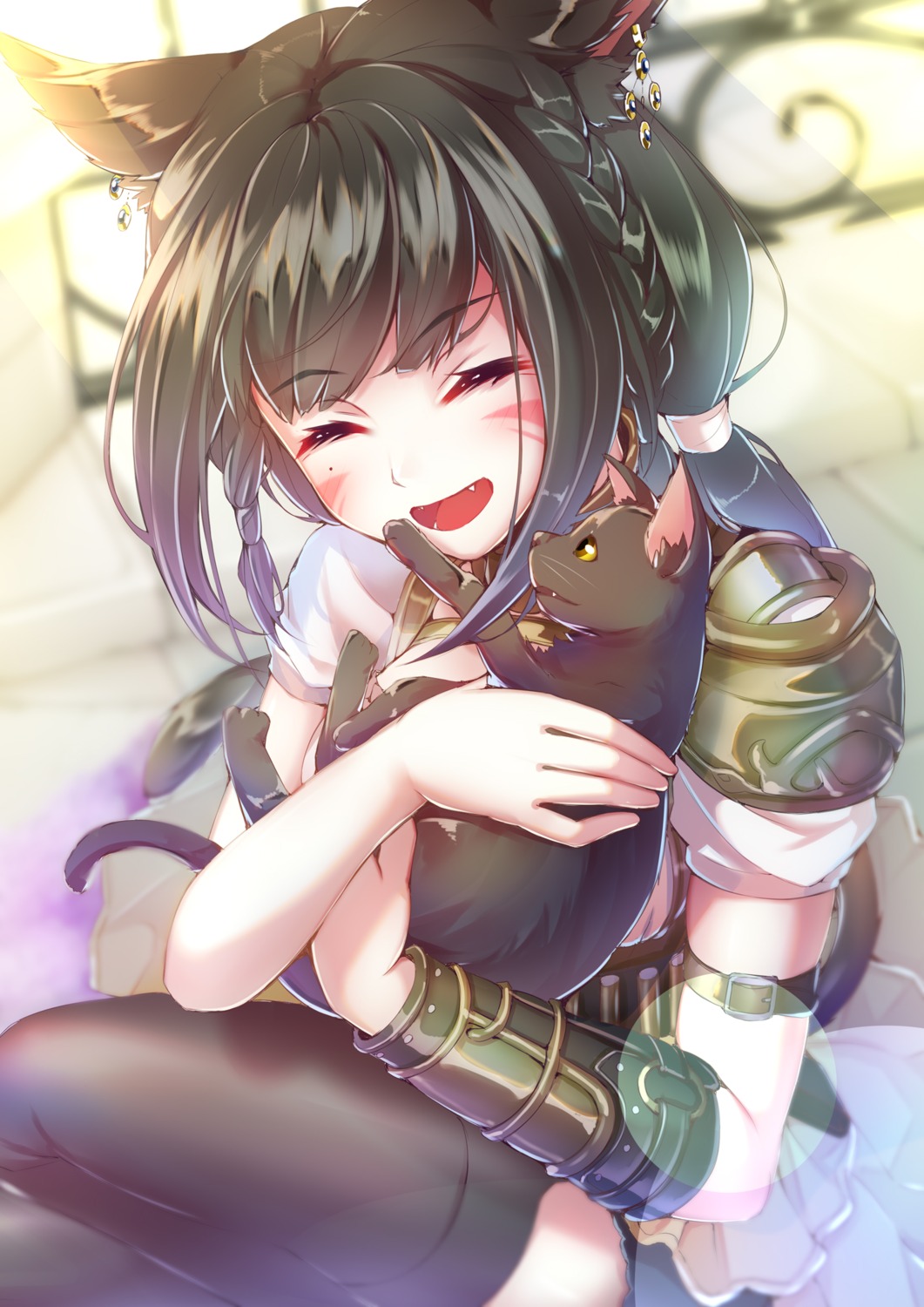 animal_ears, armor, final_fantasy, final_fantasy_xiv, imo_bouya, miqo'te, neko, thighhighs