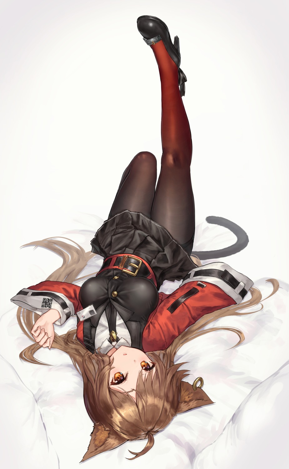 animal_ears, arknights, heels, nekomimi, pantyhose, skirt_lift, skyfire_(arknights), tail