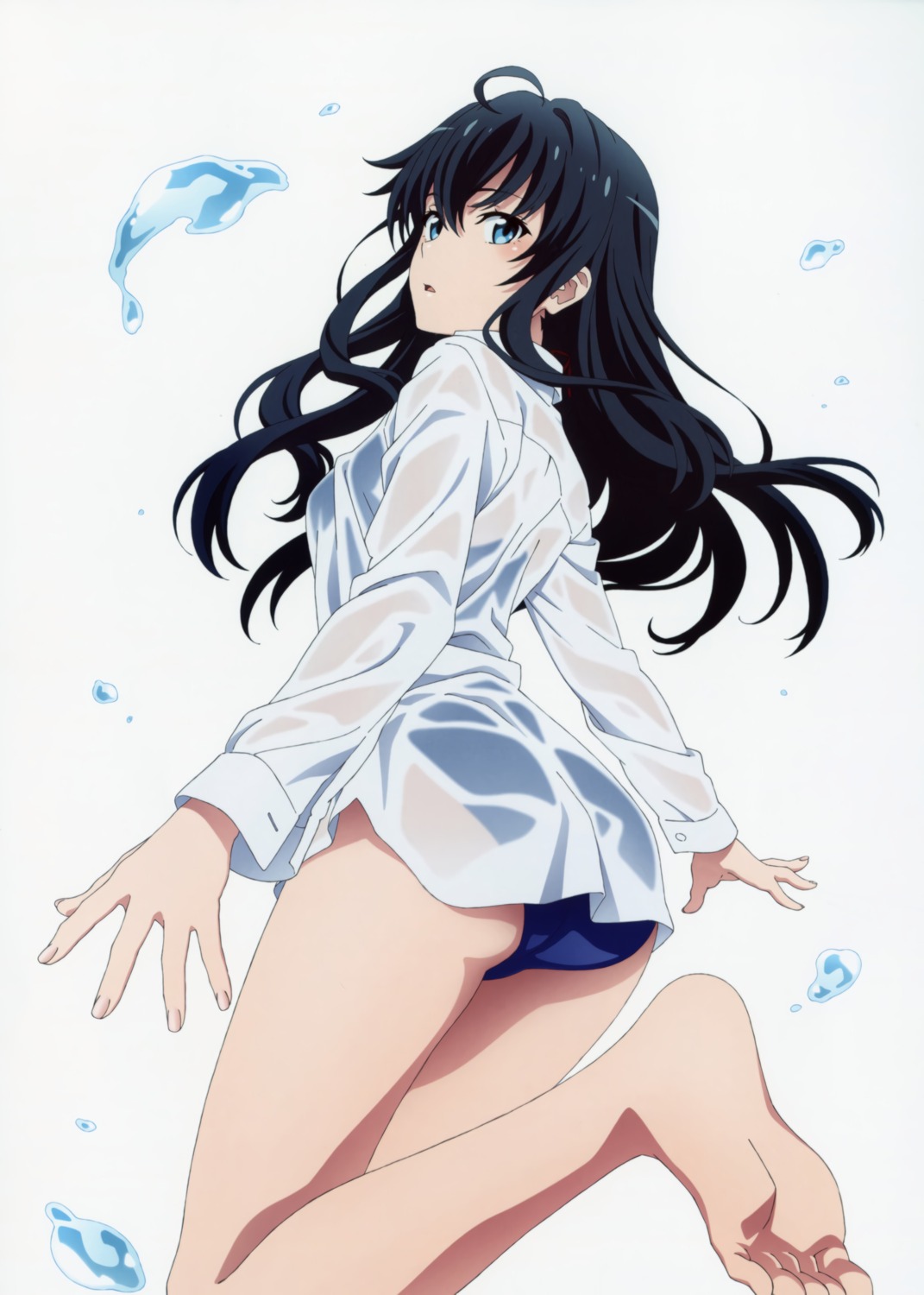 ass, dress_shirt, feet, school_swimsuit, see_through, swimsuits, tsujikami_ayaka, wet_clothes, yahari_ore_no_seishun_lovecome_wa_machigatteiru., yukinoshita_yukino