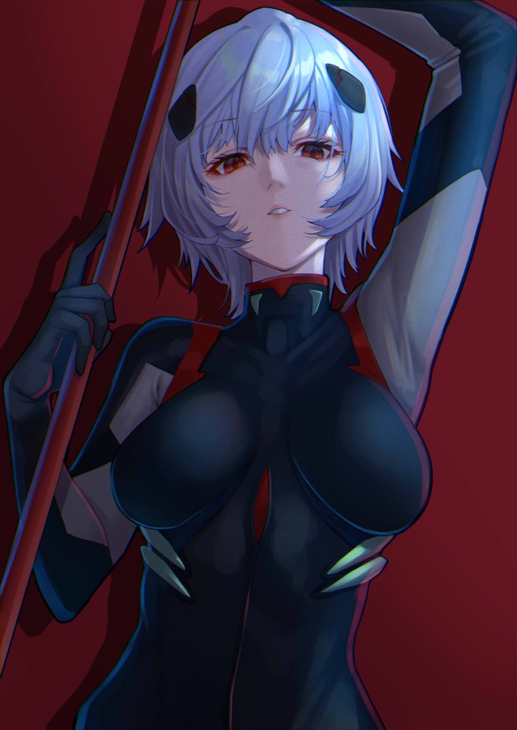 ayanami_rei, bodysuit, mikan_(chipstar182), neon_genesis_evangelion, weapon