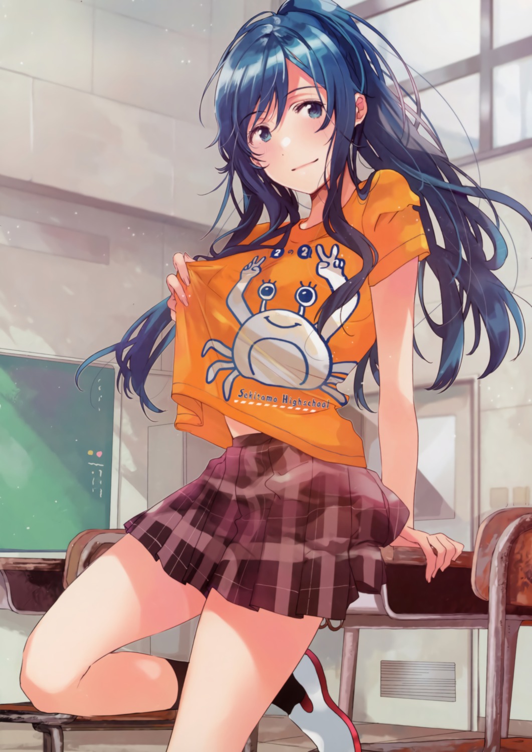 fly, jaku-chara_tomozaki-kun, nanami_minami, seifuku, shirt_lift, uniform