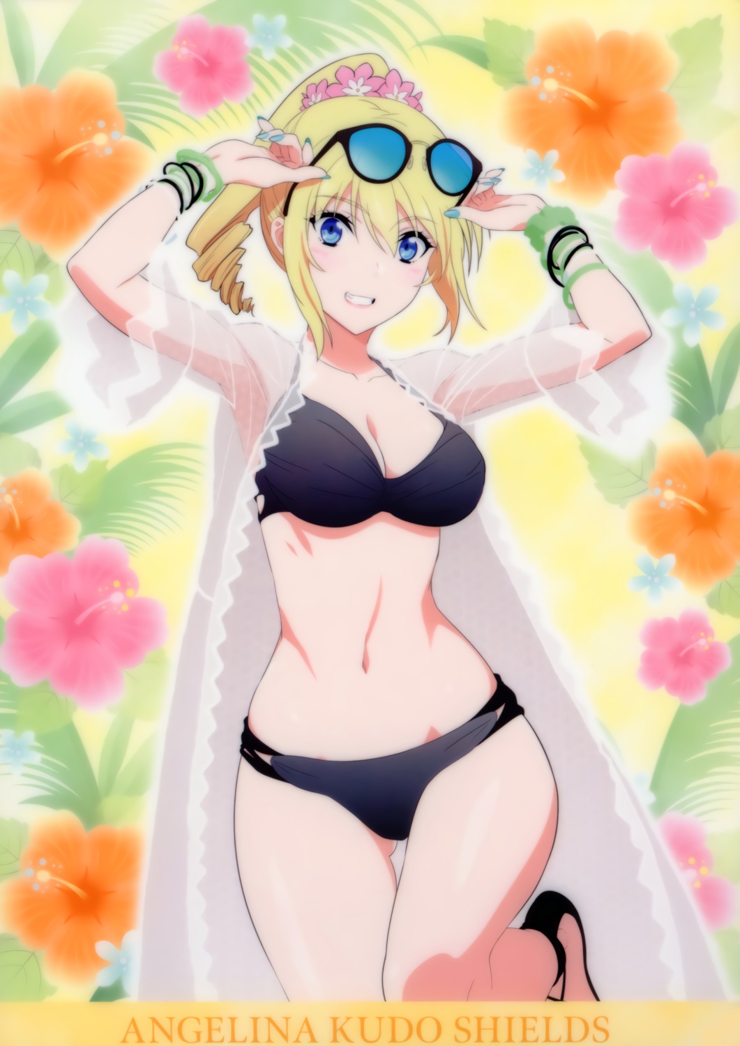 angelina_kudou_shields, bikini, cleavage, mahouka_koukou_no_rettousei, megane, open_shirt, see_through, swimsuits, tagme