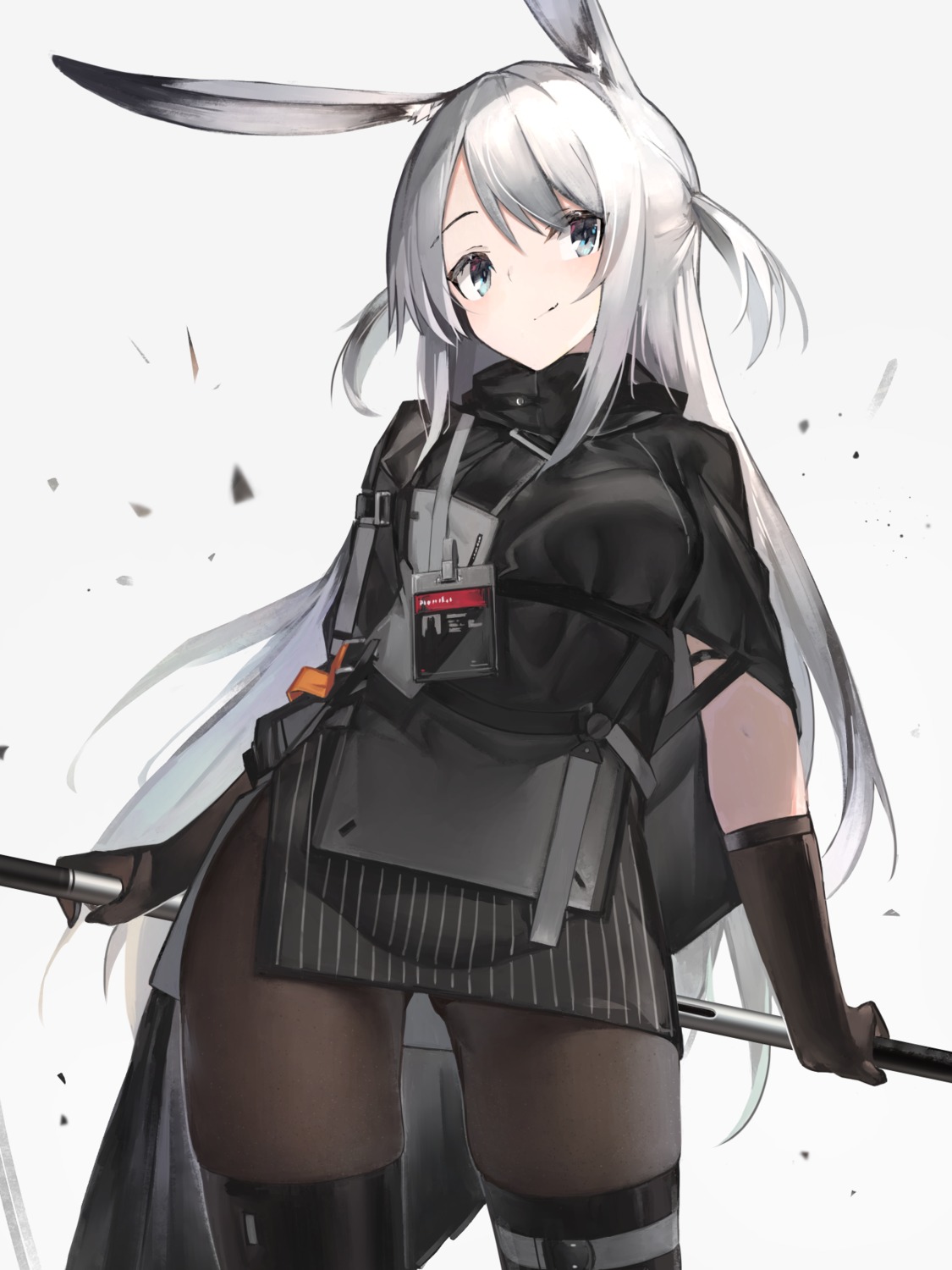 animal_ears, arknights, bunny_ears, garter, pantyhose, savage_(arknights), thighhighs, weapon