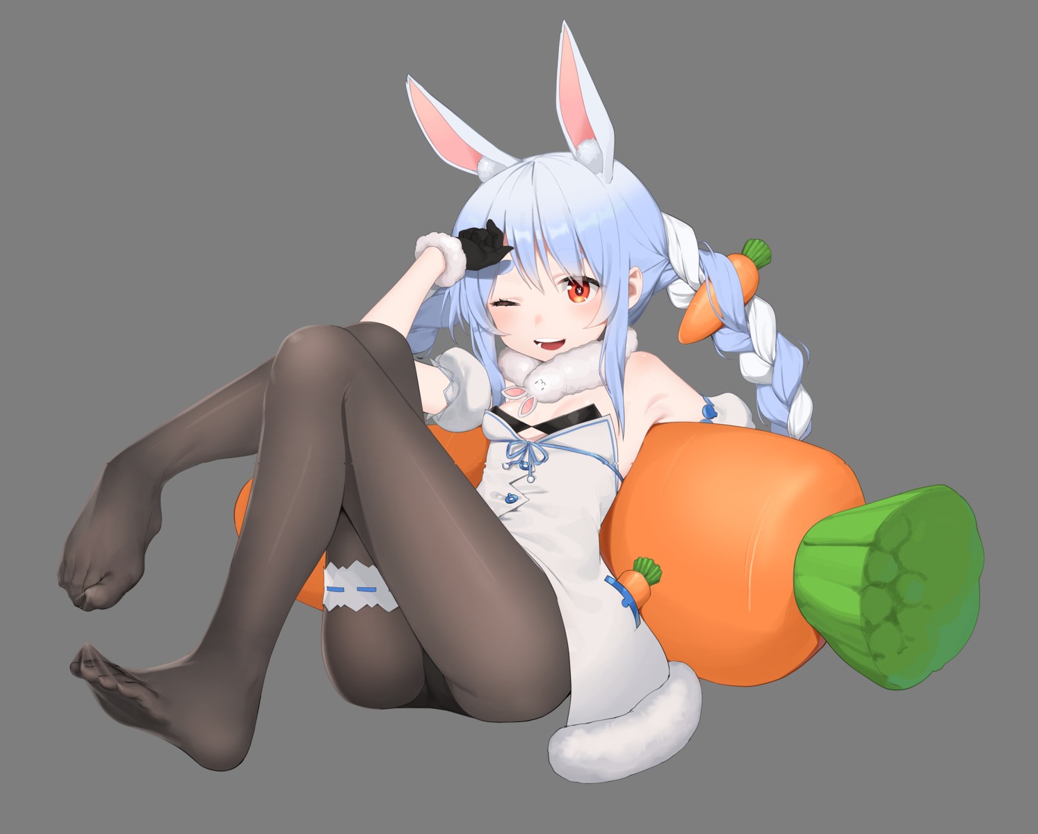 animal_ears, bunny_ears, bunny_girl, feet, garter, hololive, pantyhose, rubyaano_(ducl323)