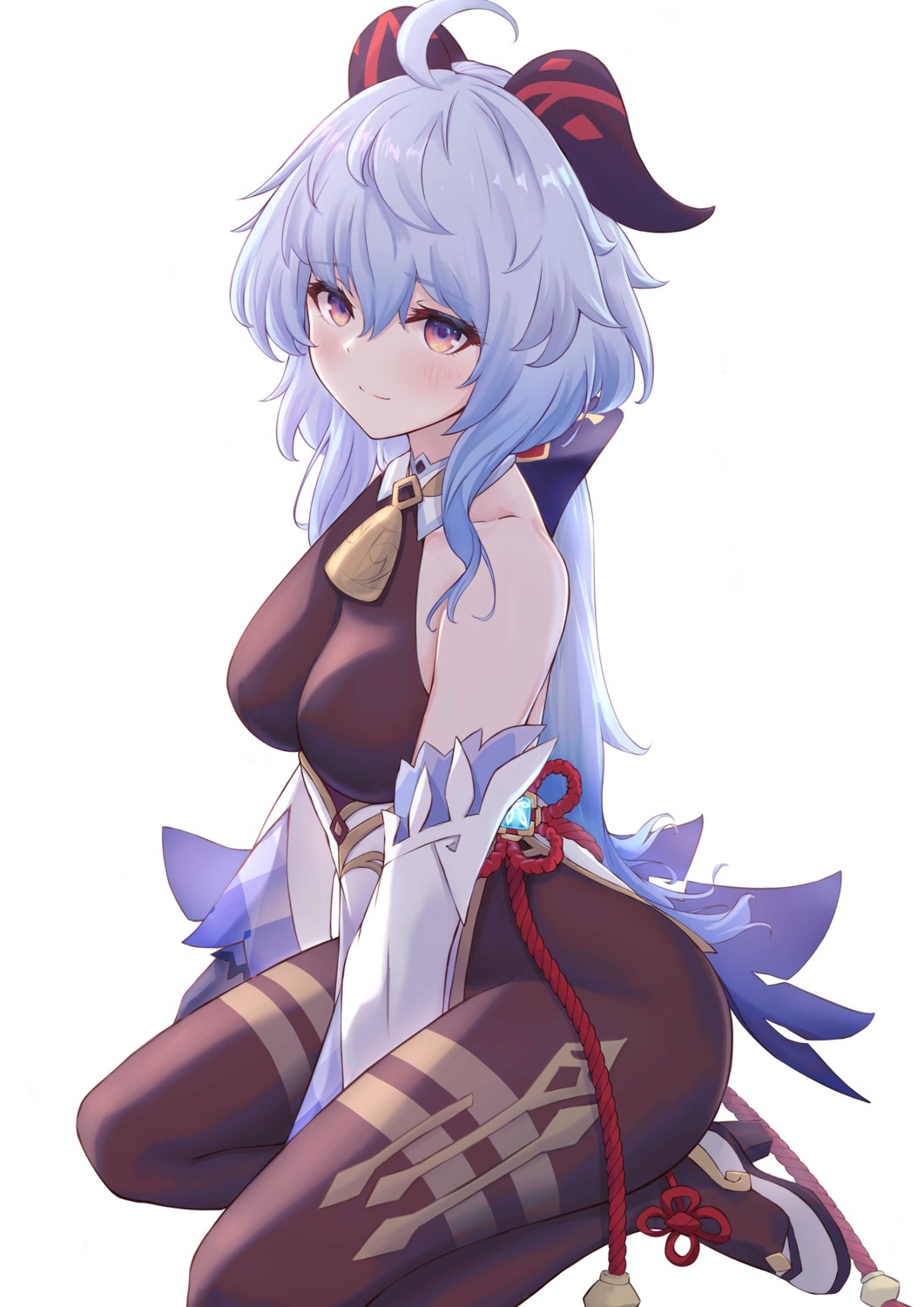 asian_clothes, bodysuit, fuwatoromonta, ganyu, genshin_impact, heels