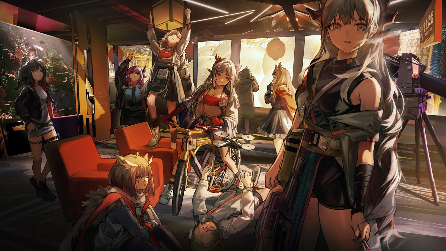 animal_ears, archetto_(arknights), arknights, cleavage, closure_(arknights), g141, garter, horns