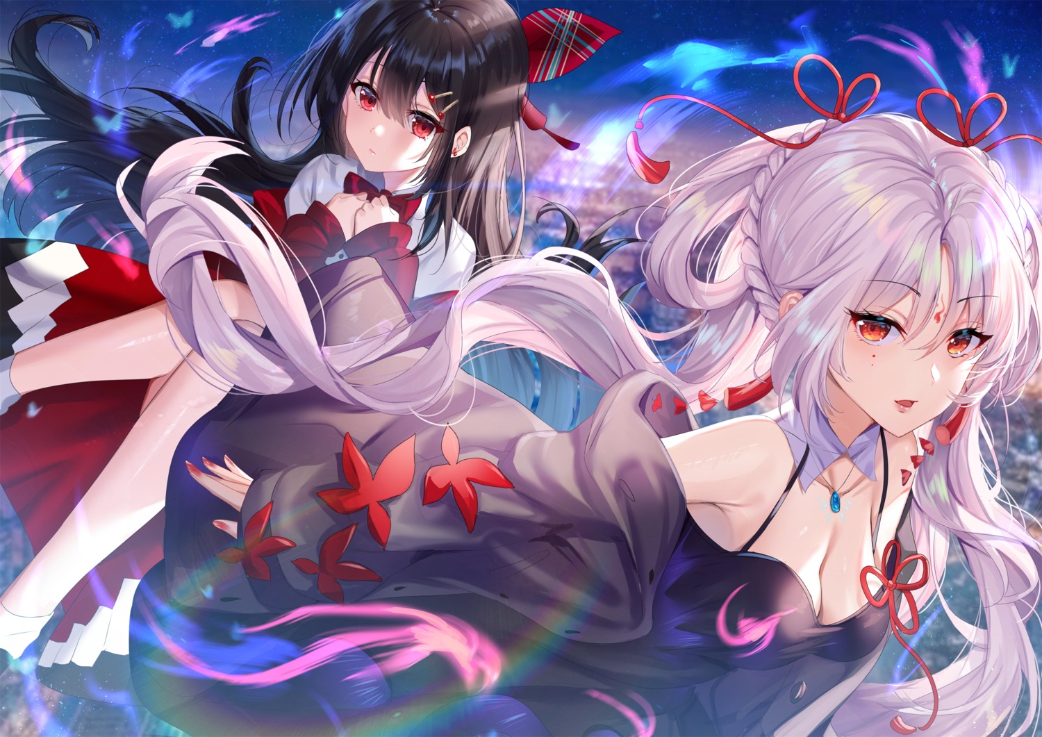 crossover, dress, no_bra, onmyouji, seifuku, shanguier, skirt_lift, unknown_future