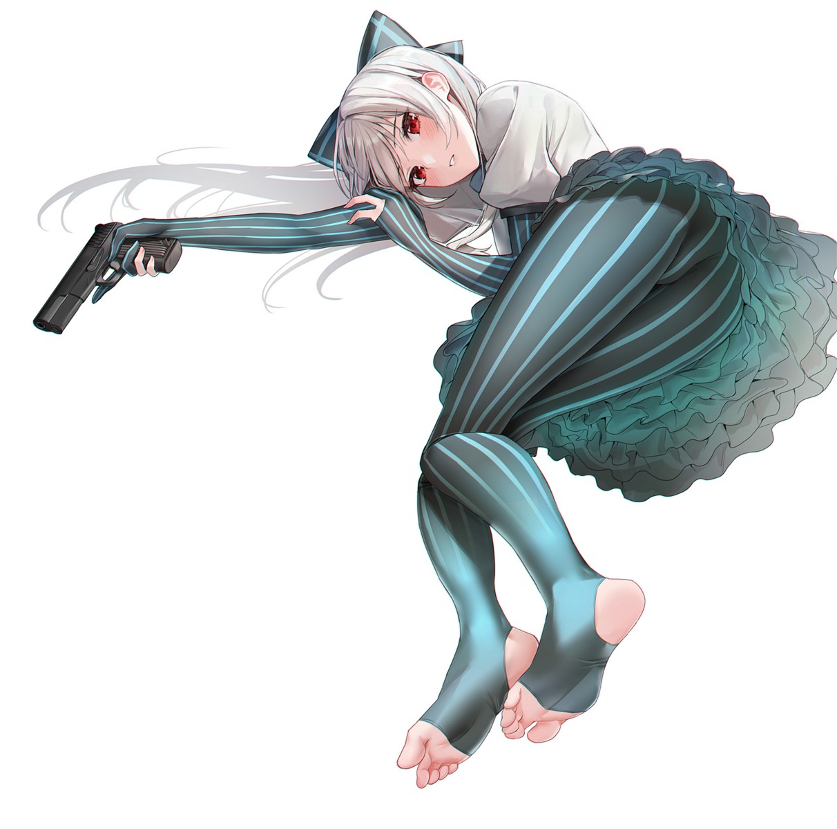 feet, girls_frontline, gun, hyury, pantyhose, skirt_lift, tokarev_(girls_frontline)