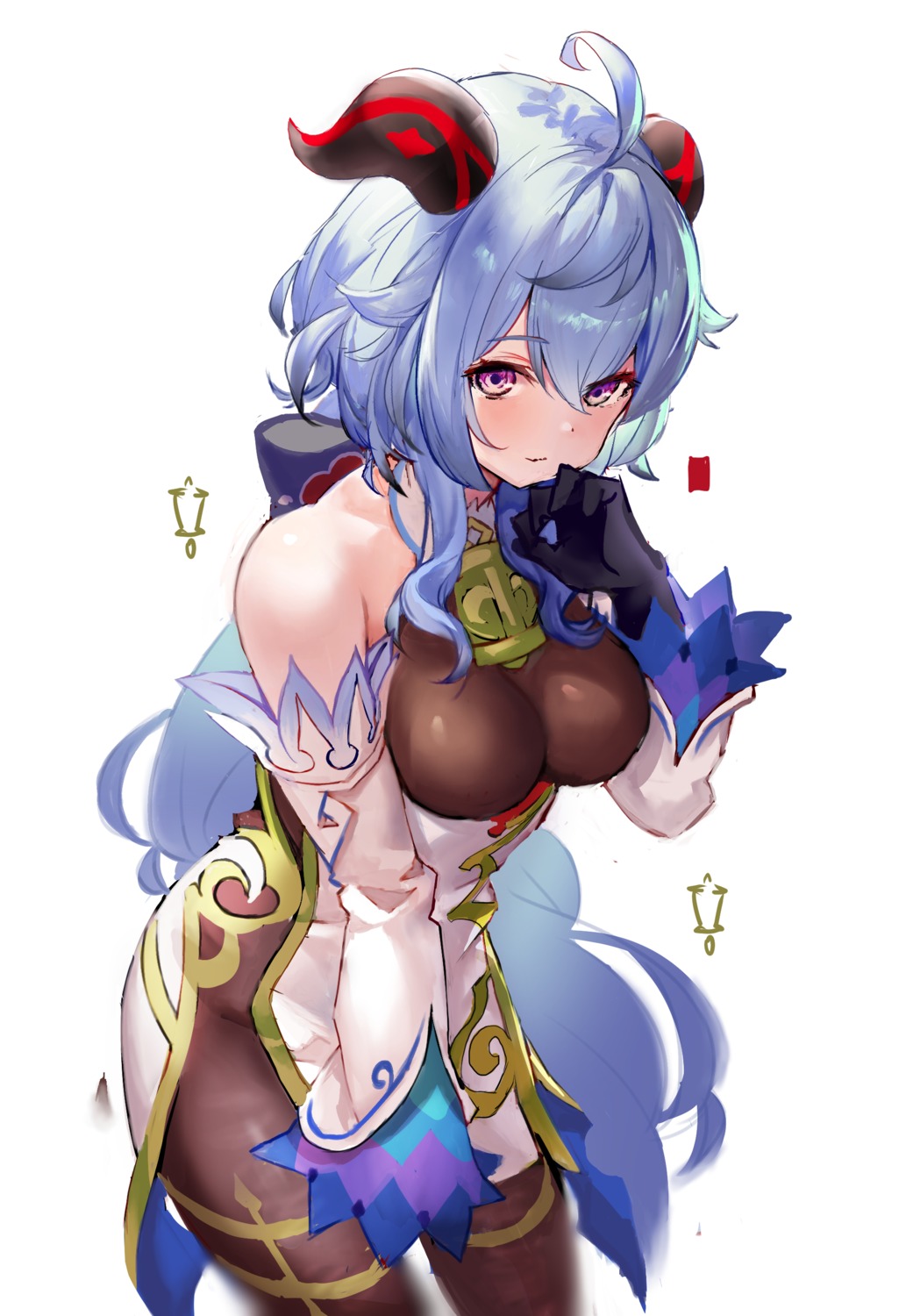 666_(ro_ro_ro3), asian_clothes, ganyu, genshin_impact, horns, leotard, pantyhose