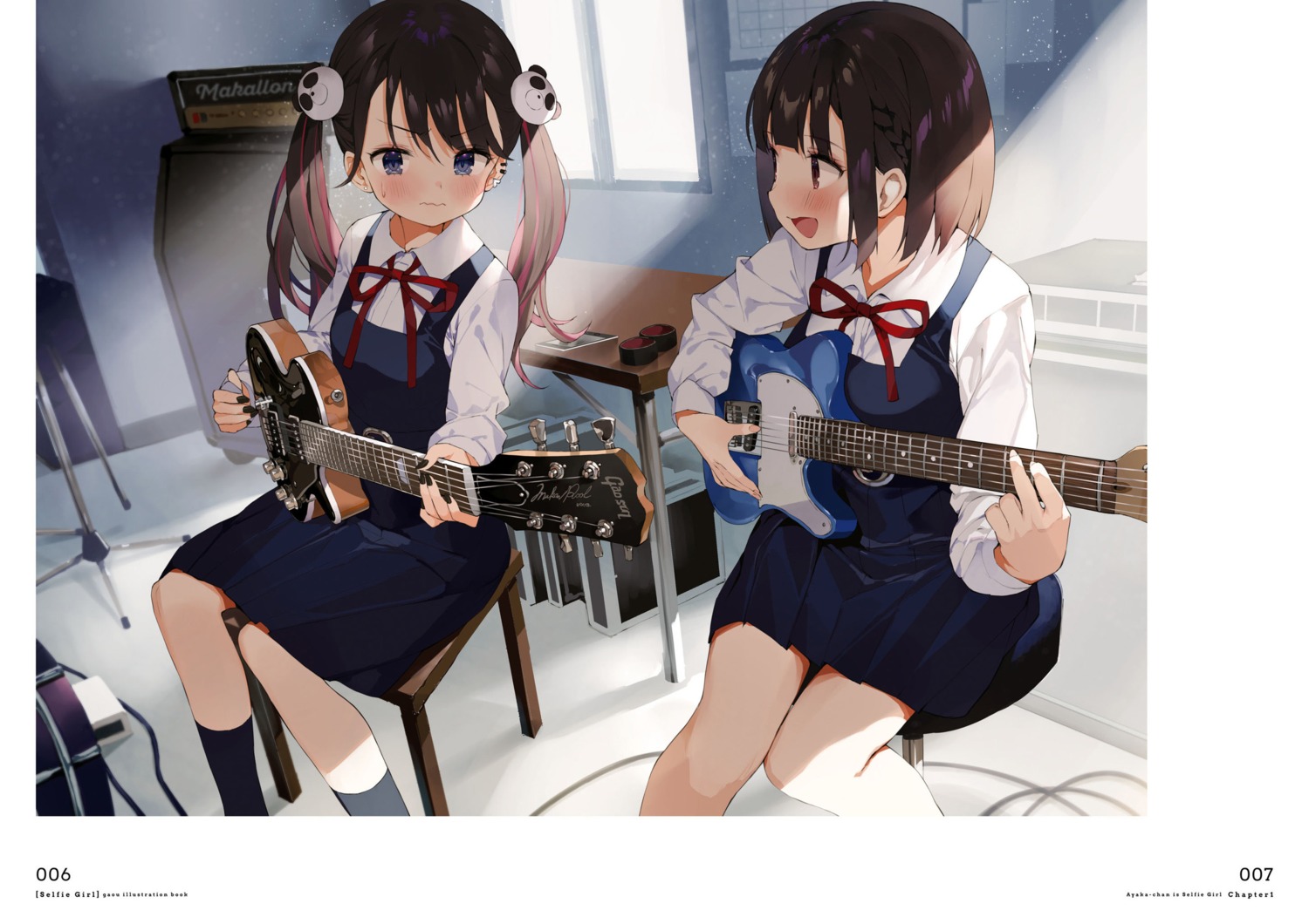 gaou, guitar, okada_ayaka, seifuku, suzumori_aika