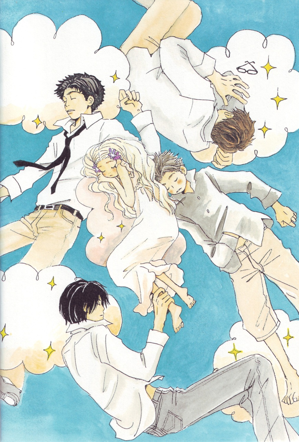 hanamoto_hagumi, hanamoto_shuuji, honey_and_clover, mayama_takumi, morita_shinobu, takemoto_yuuta, umino_chica