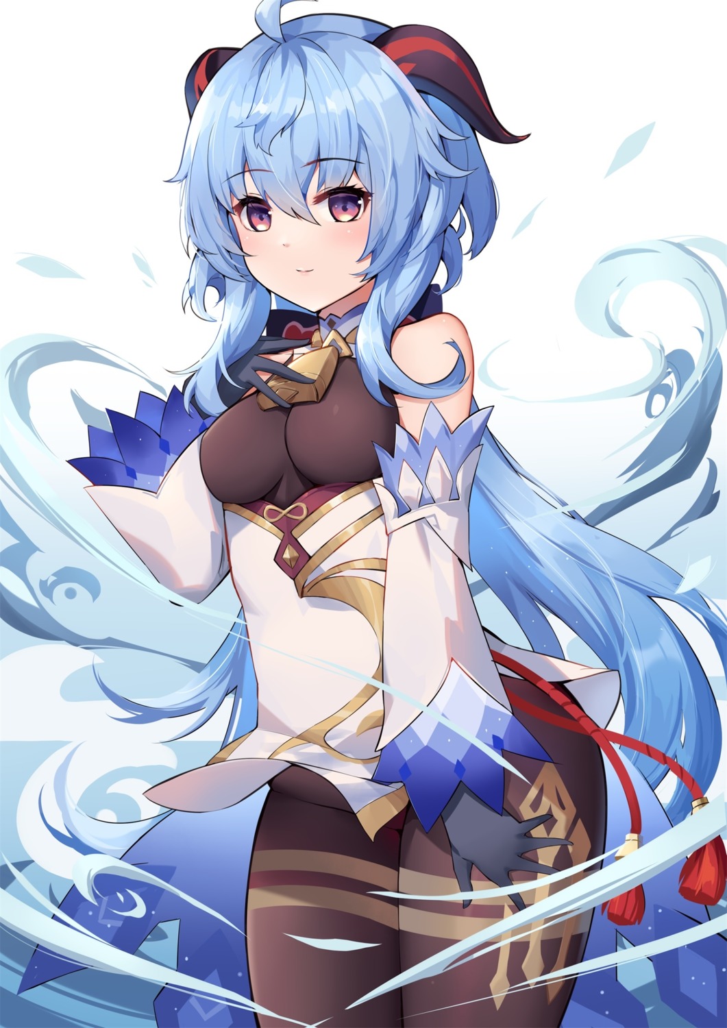 asian_clothes, eol_9, ganyu, genshin_impact, horns, skirt_lift