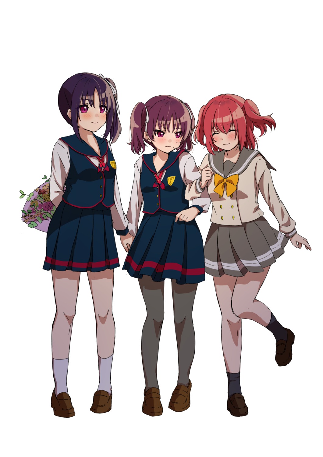 kazuno_ria, kazuno_sarah, kurosawa_ruby, kurumi_riku, love_live!_(series), love_live!_sunshine!!, pantyhose, seifuku