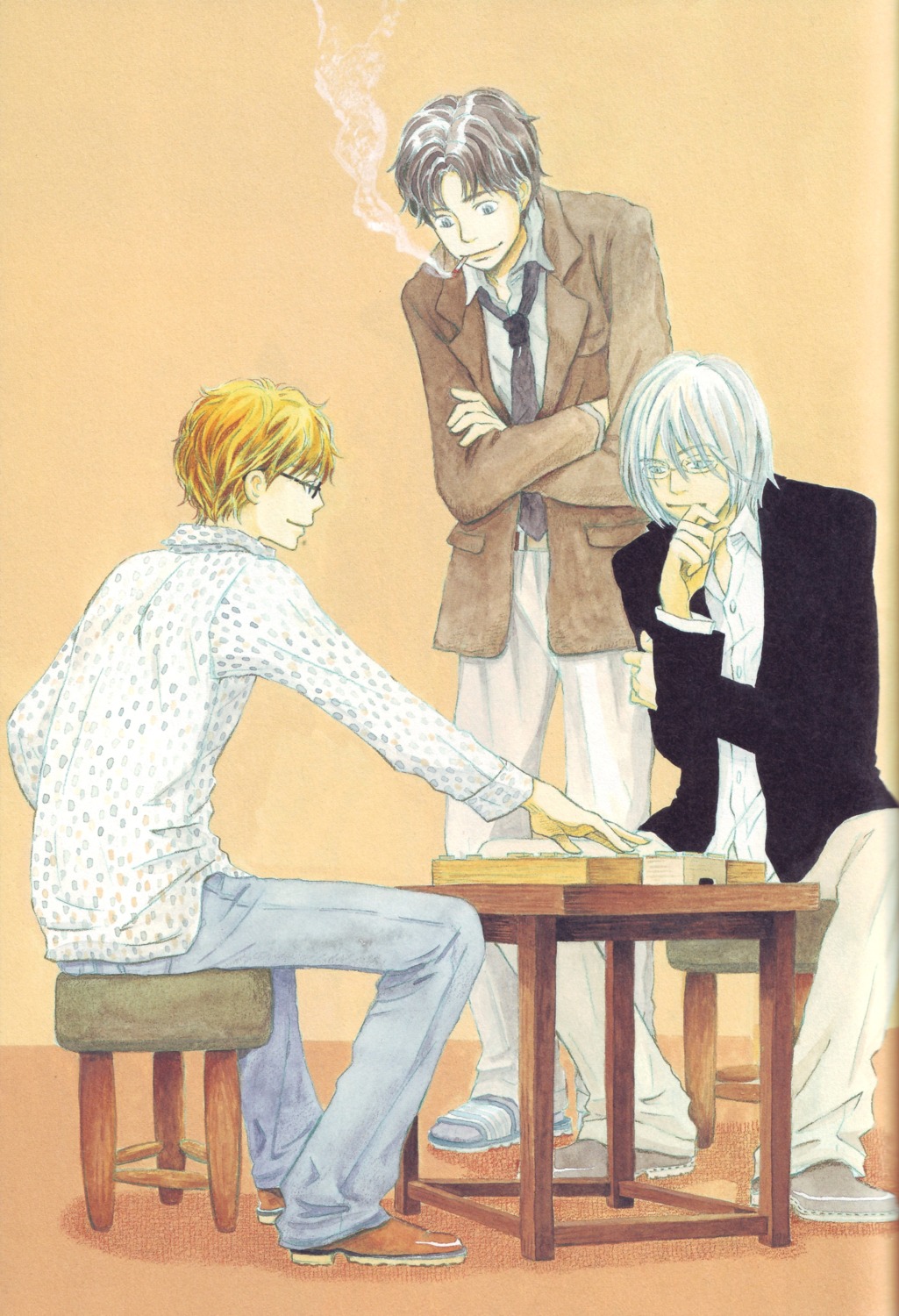 binding_discoloration, hanamoto_shuuji, honey_and_clover, male, mayama_takumi, nomiya_takumi, umino_chica