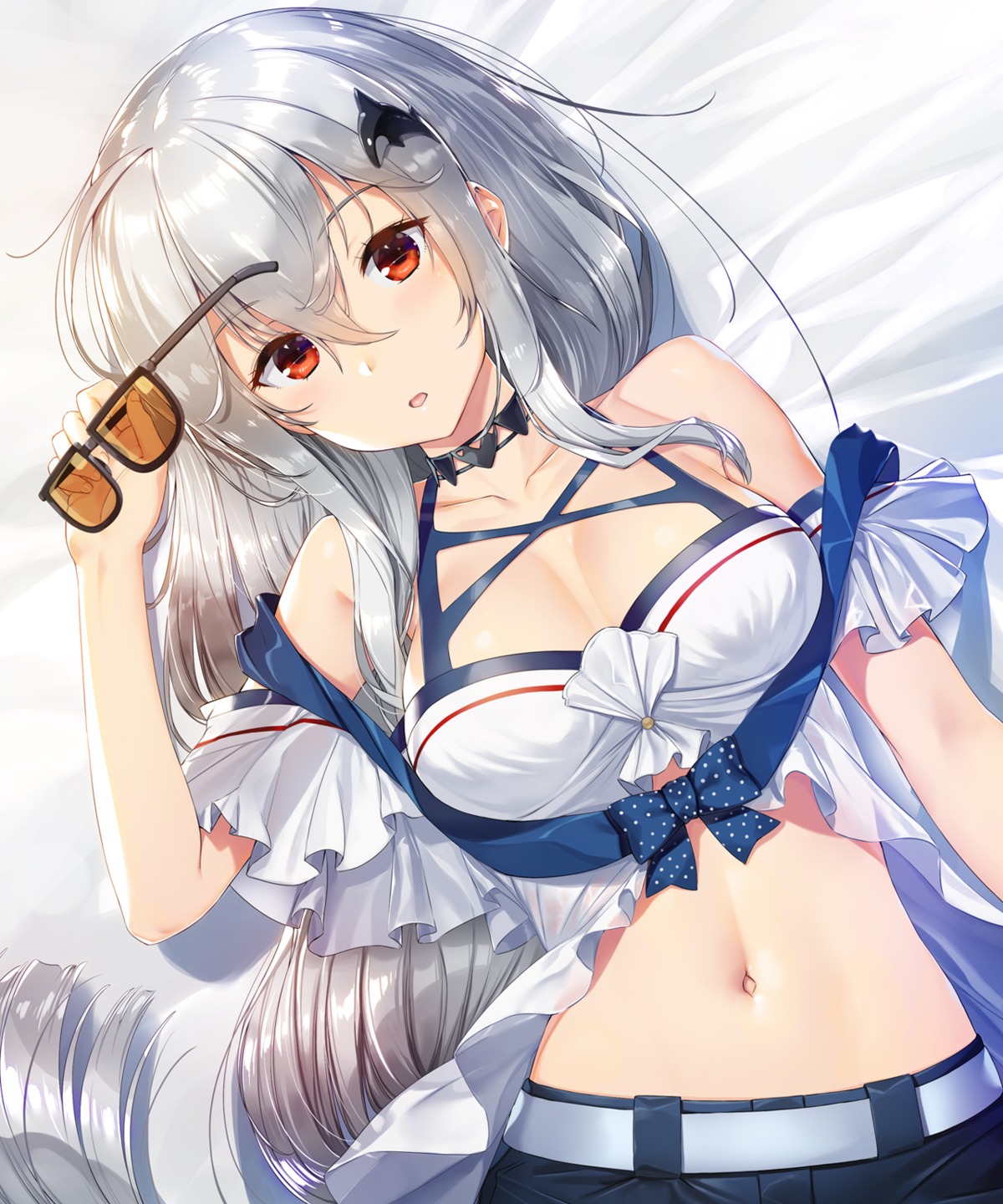 arknights, megane, nonderi, see_through, skadi_(arknights)