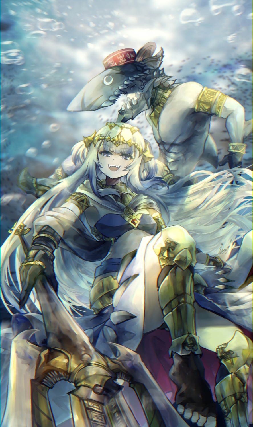 armor, bikini_armor, feet, gawr_gura, hololive, hololive_english, skirt_lift, vyragami