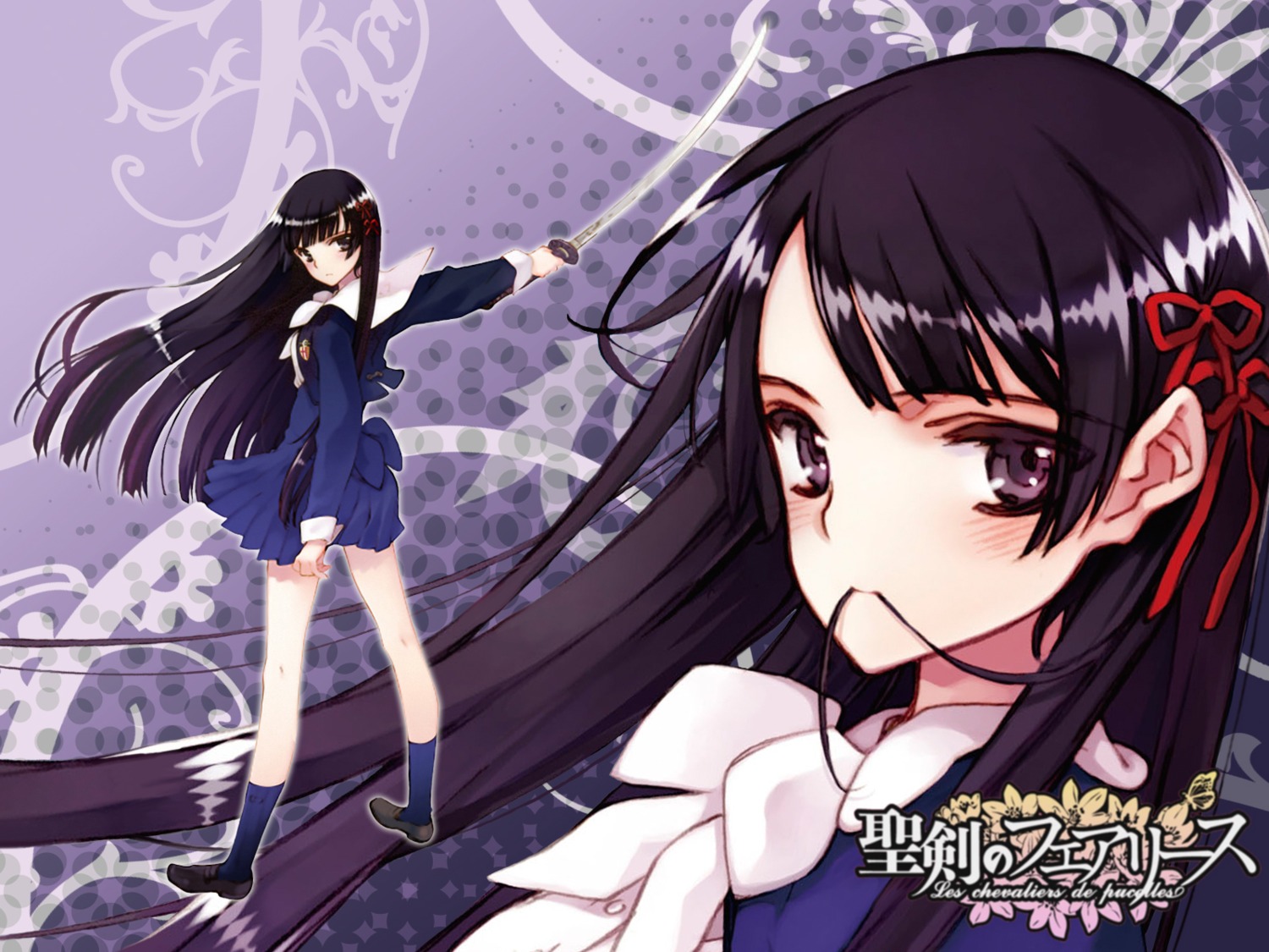 kuzumi_chizuru, littlewitch, oyari_ashito, seifuku, seiken_no_faeries, sword, wallpaper