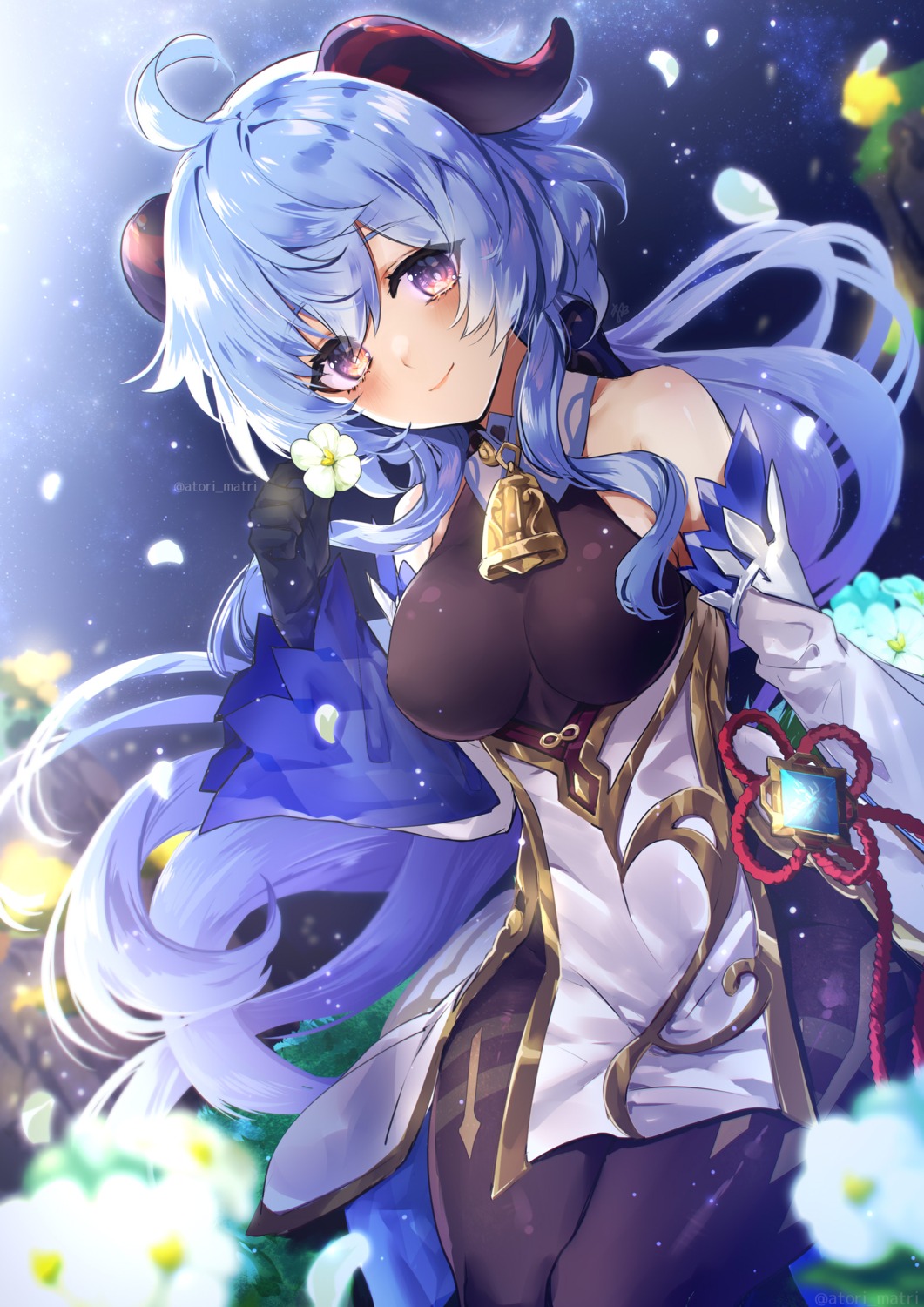 asian_clothes, ganyu, genshin_impact, horns, matori_(penguin_batake)