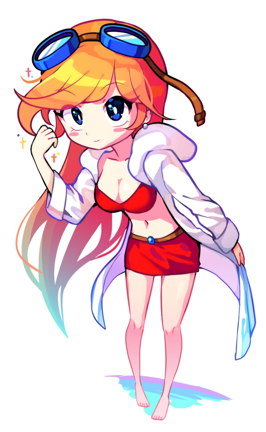 bra, cleavage, megane, mona_(warioware), offbeatrh, open_shirt, warioware