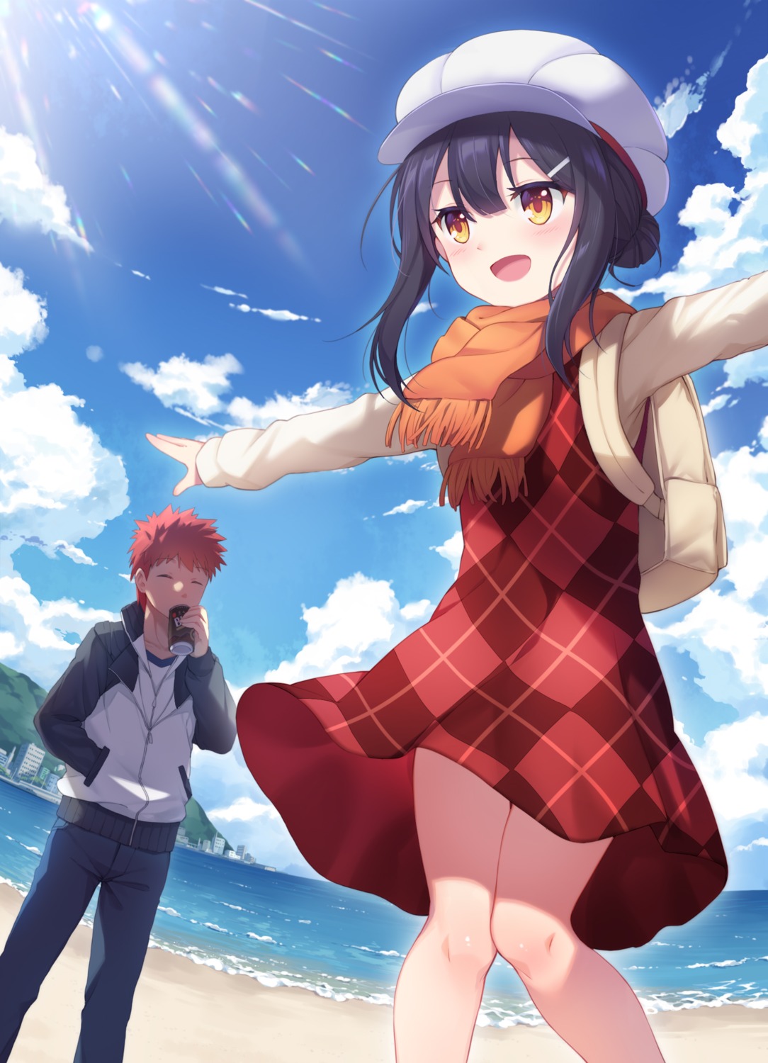 dress, emiya_shirou, fate/grand_order, fate/kaleid_liner_prisma_illya, fate/stay_night, miyu_edelfelt, skirt_lift, sweater