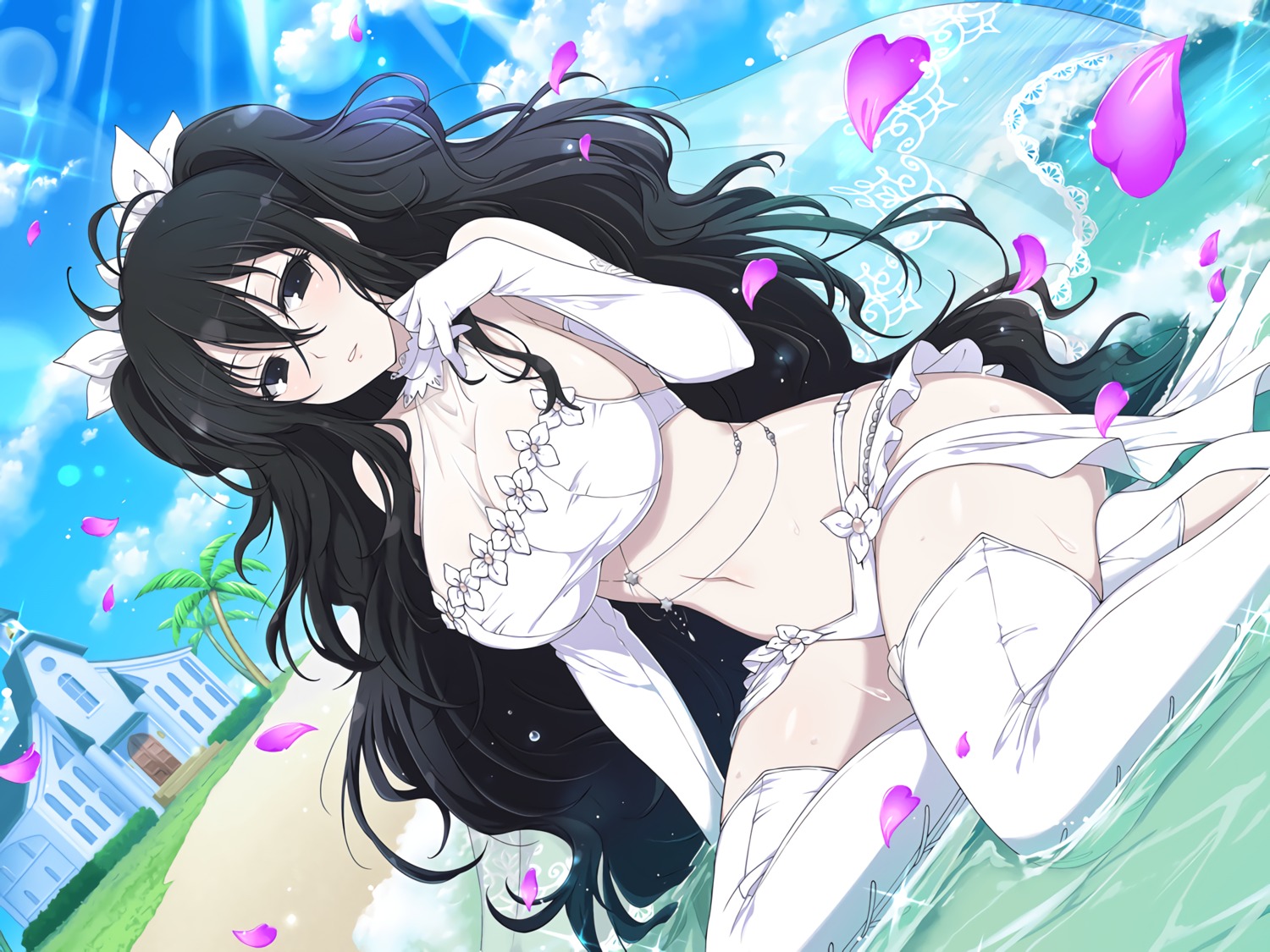 bra, fubuki_(senran_kagura), lingerie, pantsu, see_through, senran_kagura, tagme, thighhighs, wet