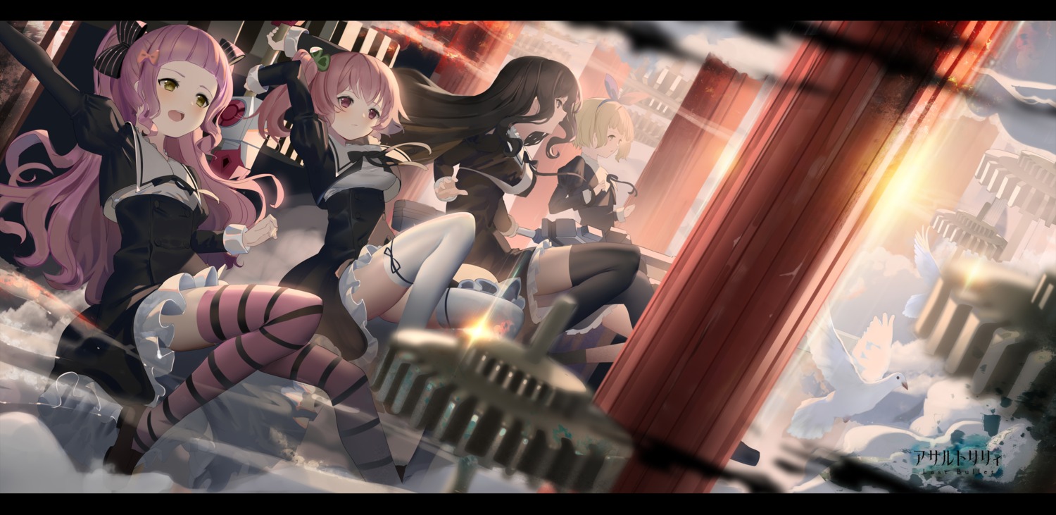 assault_lily, assault_lily_last_bullet, hk_(hk), seifuku, skirt_lift, thighhighs