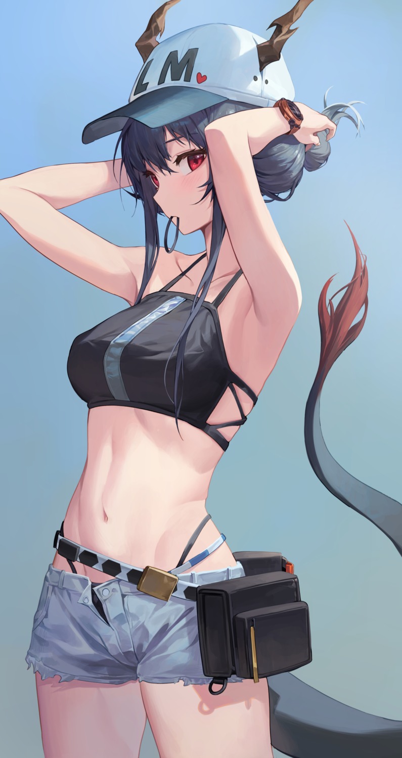 arknights, bikini, ch'en_(arknights), horns, sb_lama, swimsuits, tail