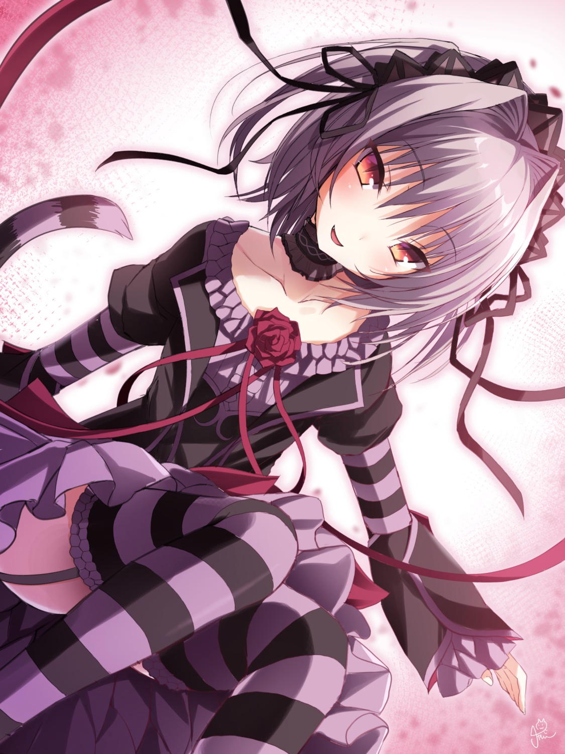 chaamii, gothic_lolita, hapymaher, lolita_fashion, naitou_maia, skirt_lift, stockings, tail
