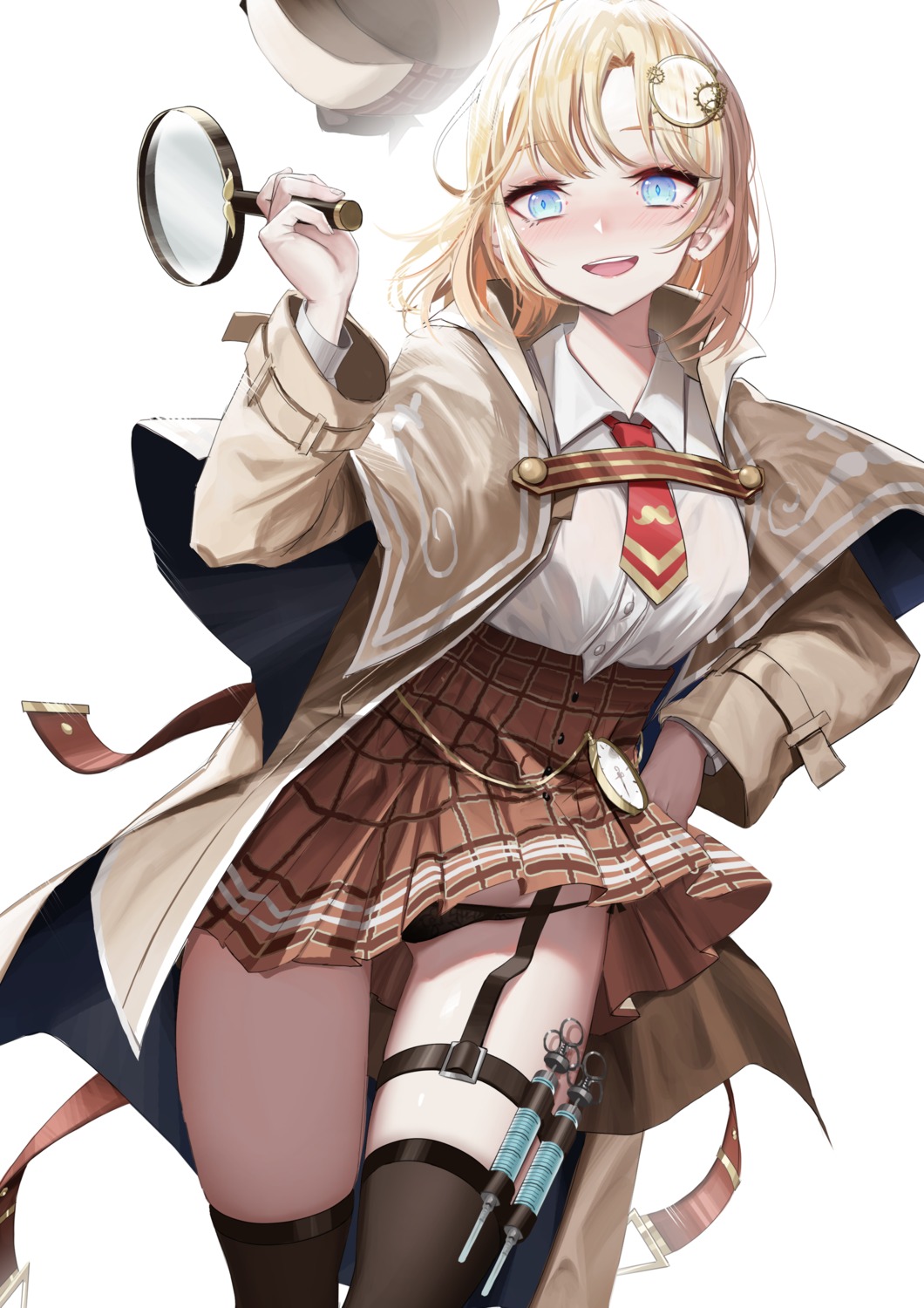 capitan_wei, garter, hololive, hololive_english, pantsu, seifuku, skirt_lift, thighhighs