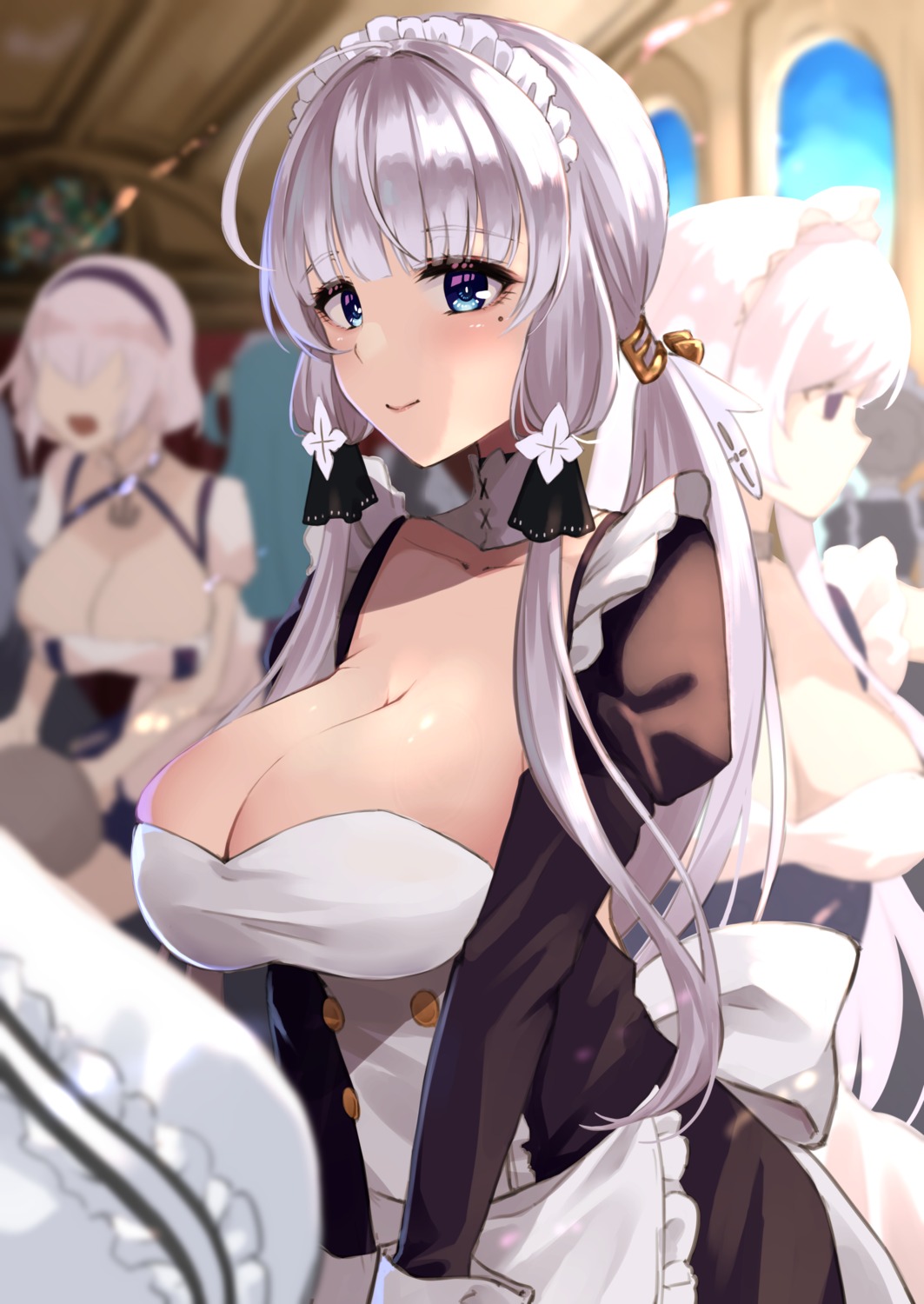 azur_lane, belfast_(azur_lane), illustrious_(azur_lane), maid, no_bra, sirius_(azur_lane), wee_(weeyy)