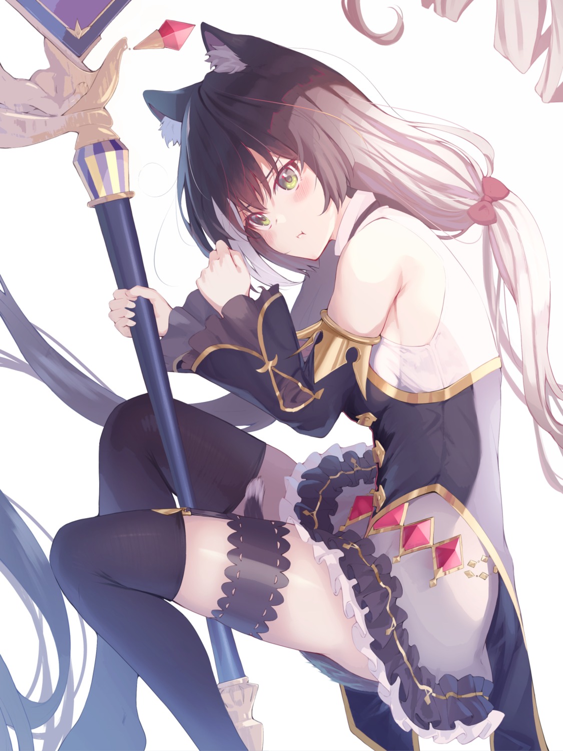 akausuko, animal_ears, garter, karyl_(princess_connect), nekomimi, princess_connect!, princess_connect!_re:dive, skirt_lift