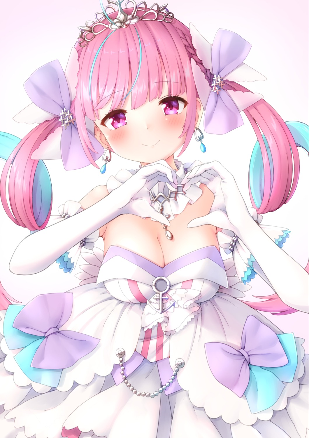 cleavage, dress, faubynet, hololive, minato_aqua, no_bra, wedding_dress