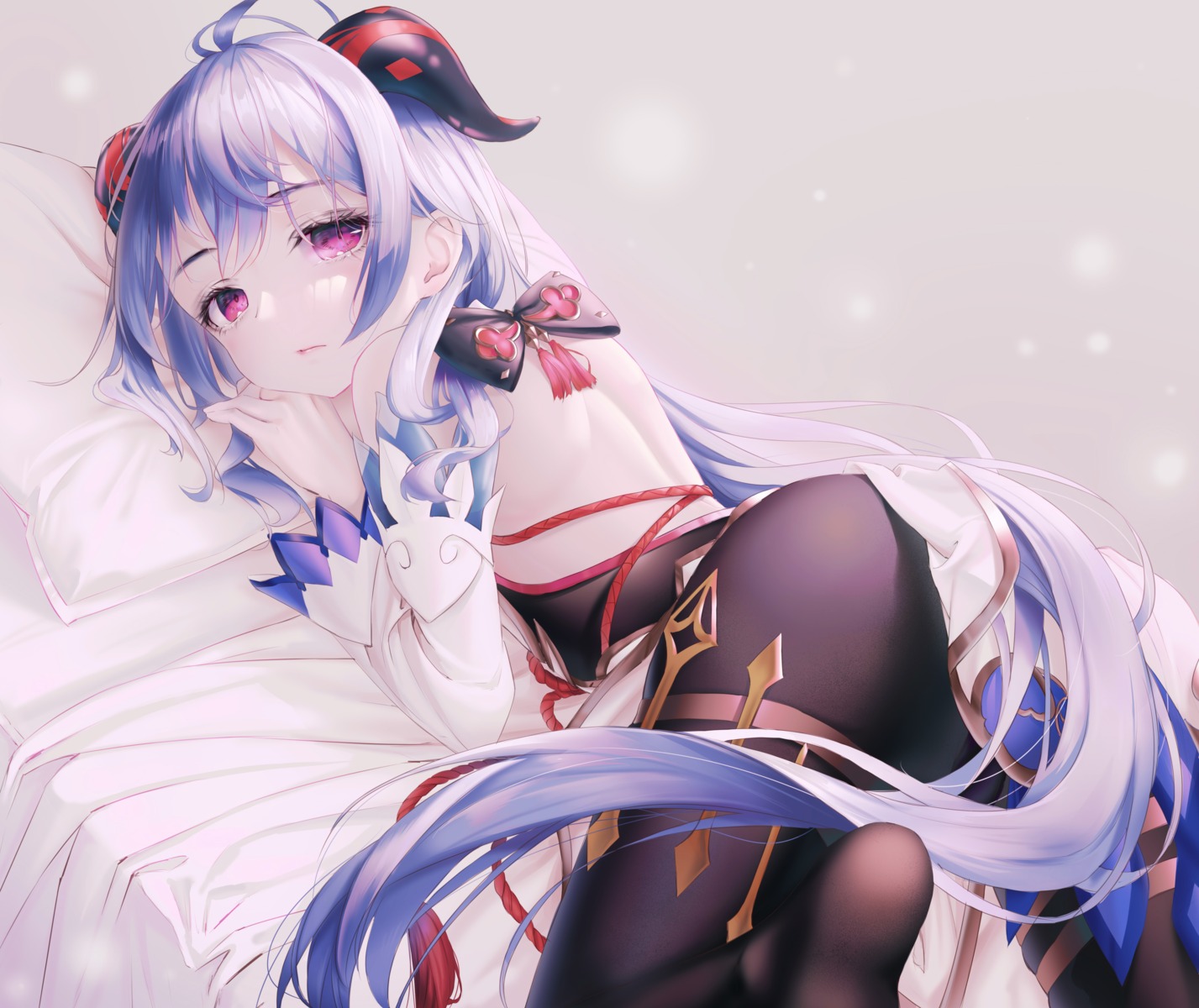 amaroku_neko, asian_clothes, ass, ganyu, genshin_impact, horns, no_bra