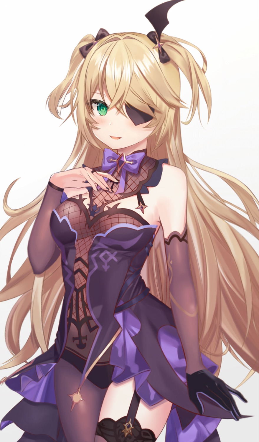 eyepatch, fischl, fishnets, genshin_impact, nannann, stockings, thighhighs