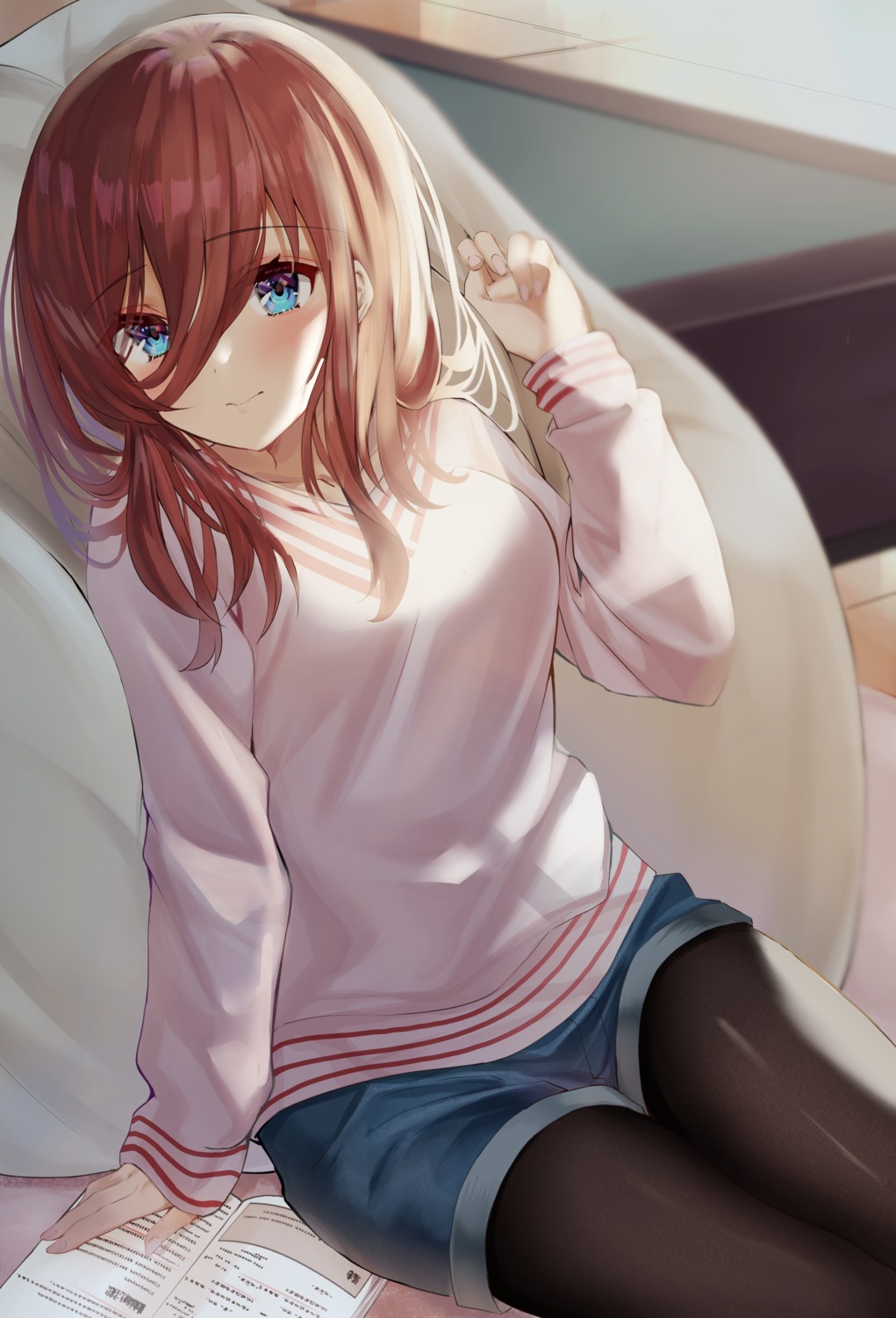 5-toubun_no_hanayome, nakano_miku, pantyhose, sweater, tsukasa