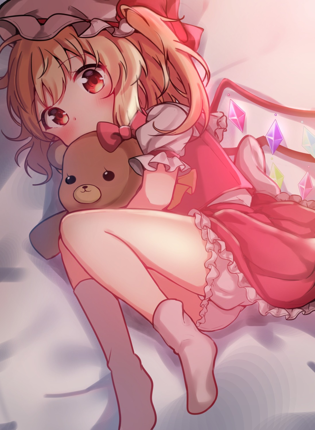 bloomers, dress, flandre_scarlet, hanen_(borry), skirt_lift, touhou