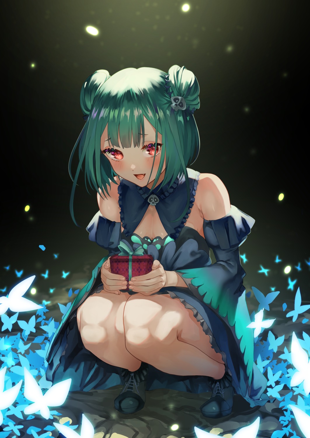 cleavage, dress, eredhen, hololive, skirt_lift, uruha_rushia