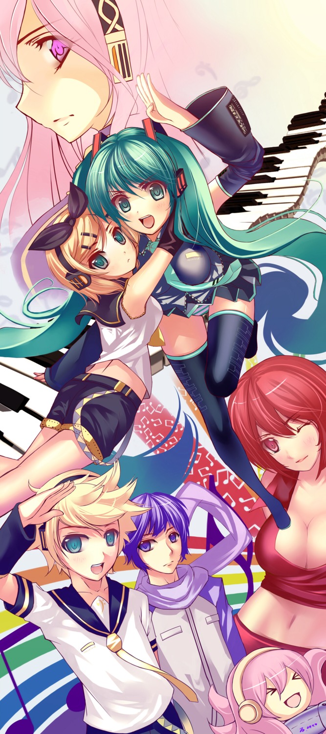 cleavage, hatsune_miku, kagamine_len, kagamine_rin, kaito, megurine_luka, meiko, miyazaki_byou
