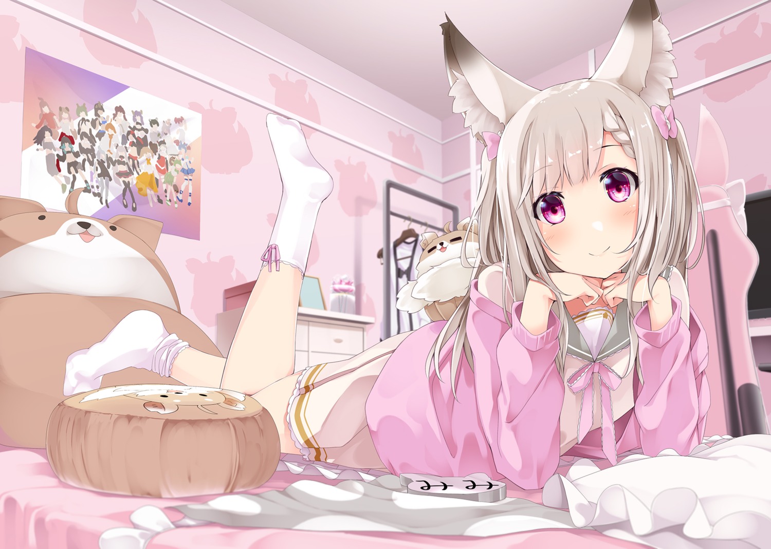 animal_ears, animare, feet, nanashi_inc., sch, seifuku, shiromiya_mimi