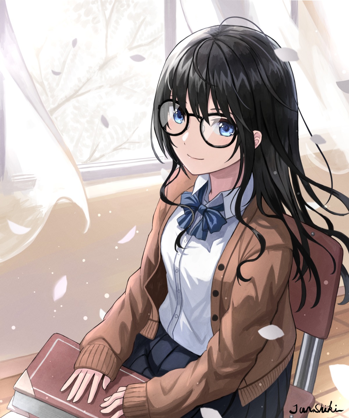 junshiki, megane, seifuku, sweater