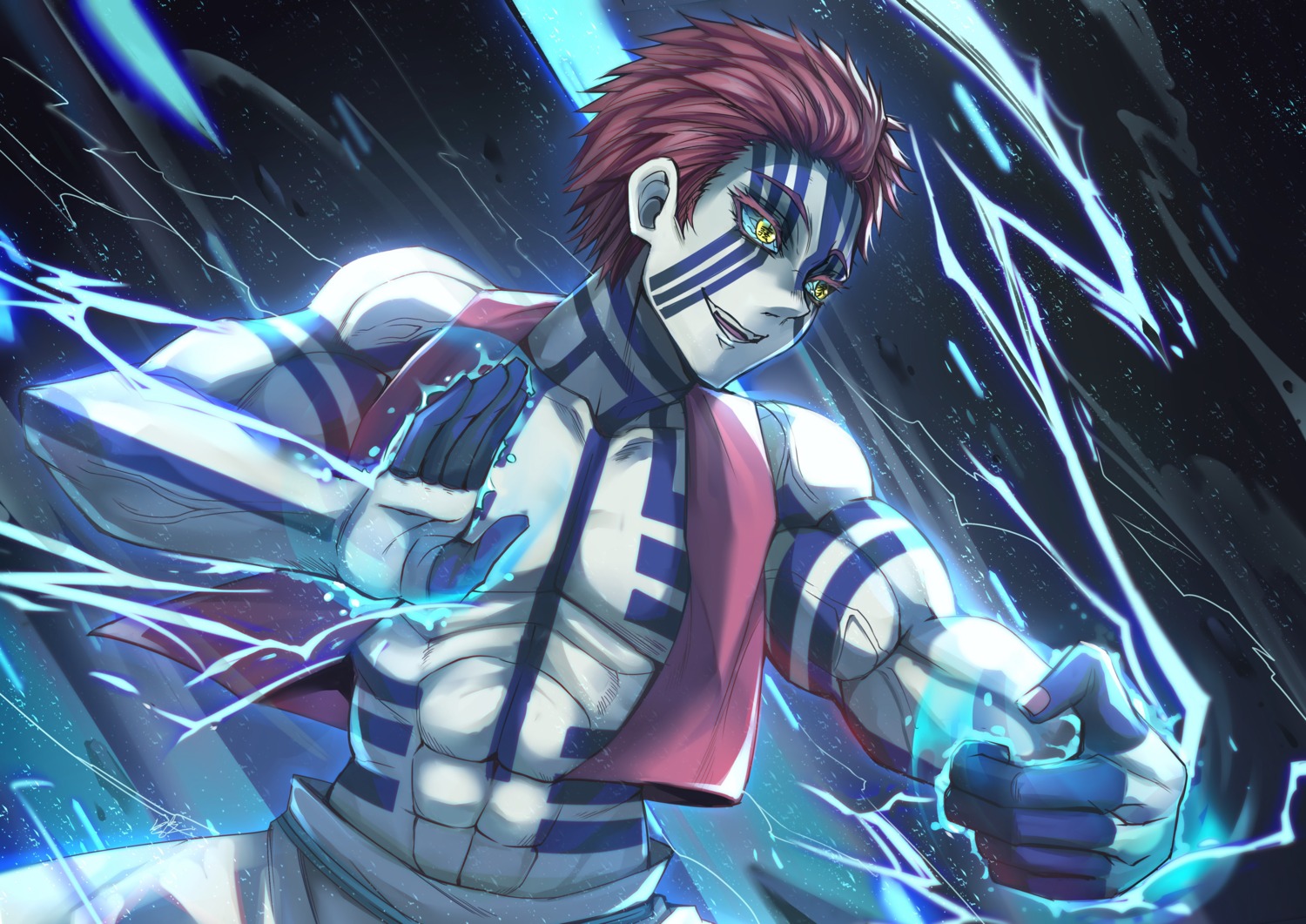 akaza_(kimetsu_no_yaiba), kimetsu_no_yaiba, male, tattoo, tsang_yu_chun