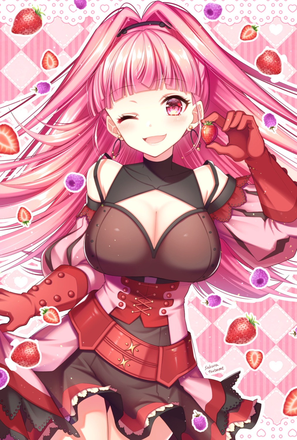 cleavage, dress, fire_emblem, fire_emblem_three_houses, hilda_valentine_goneril, sakura_tsubame, skirt_lift