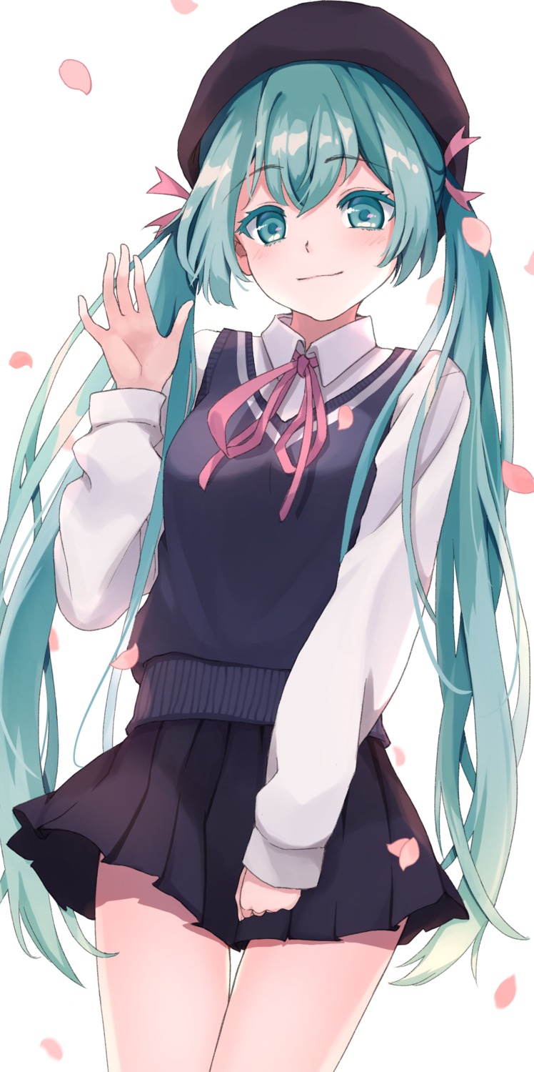 cell_(diox), hatsune_miku, seifuku, sweater, vocaloid