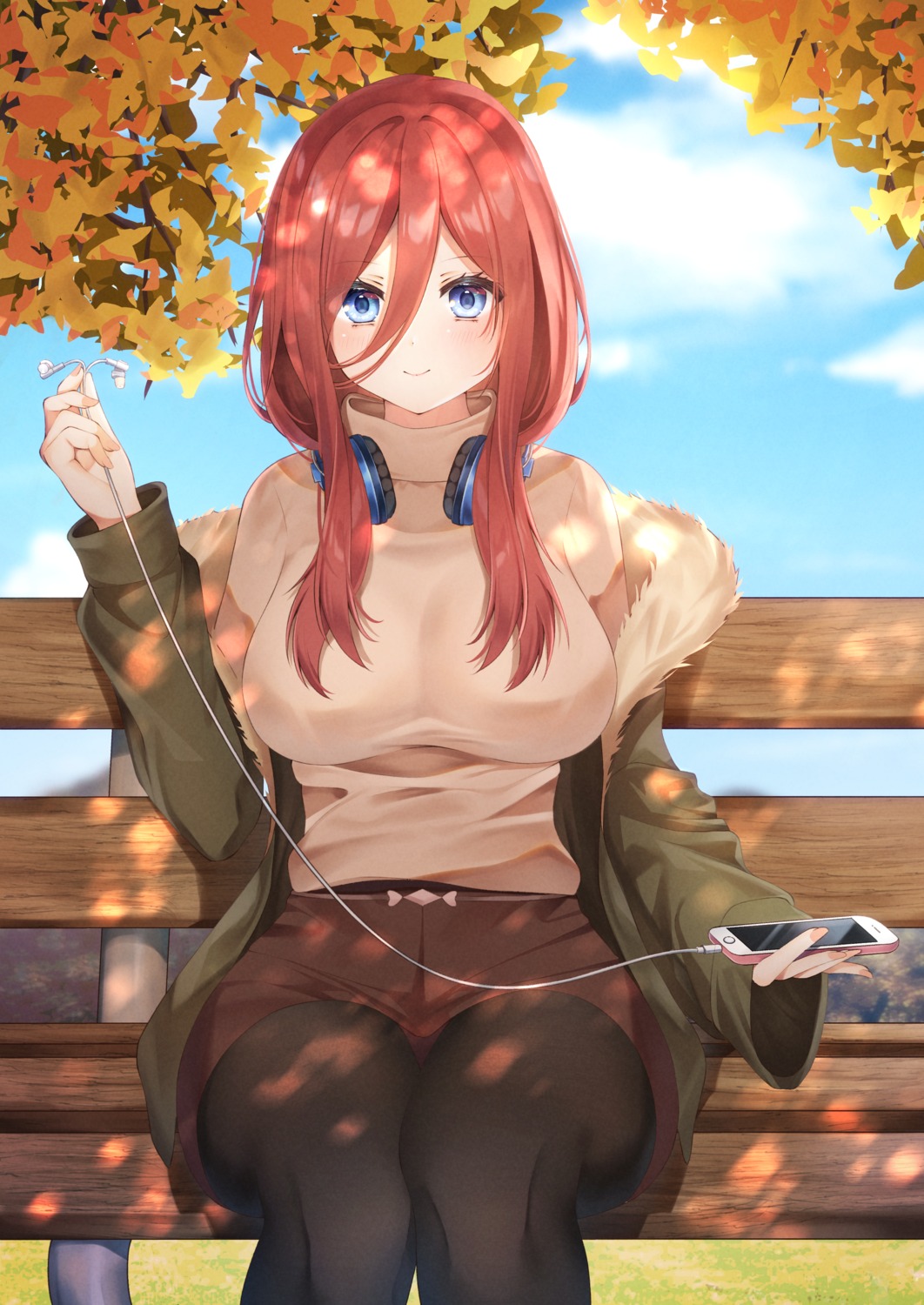 5-toubun_no_hanayome, ayakura_maki, headphones, nakano_miku, pantyhose