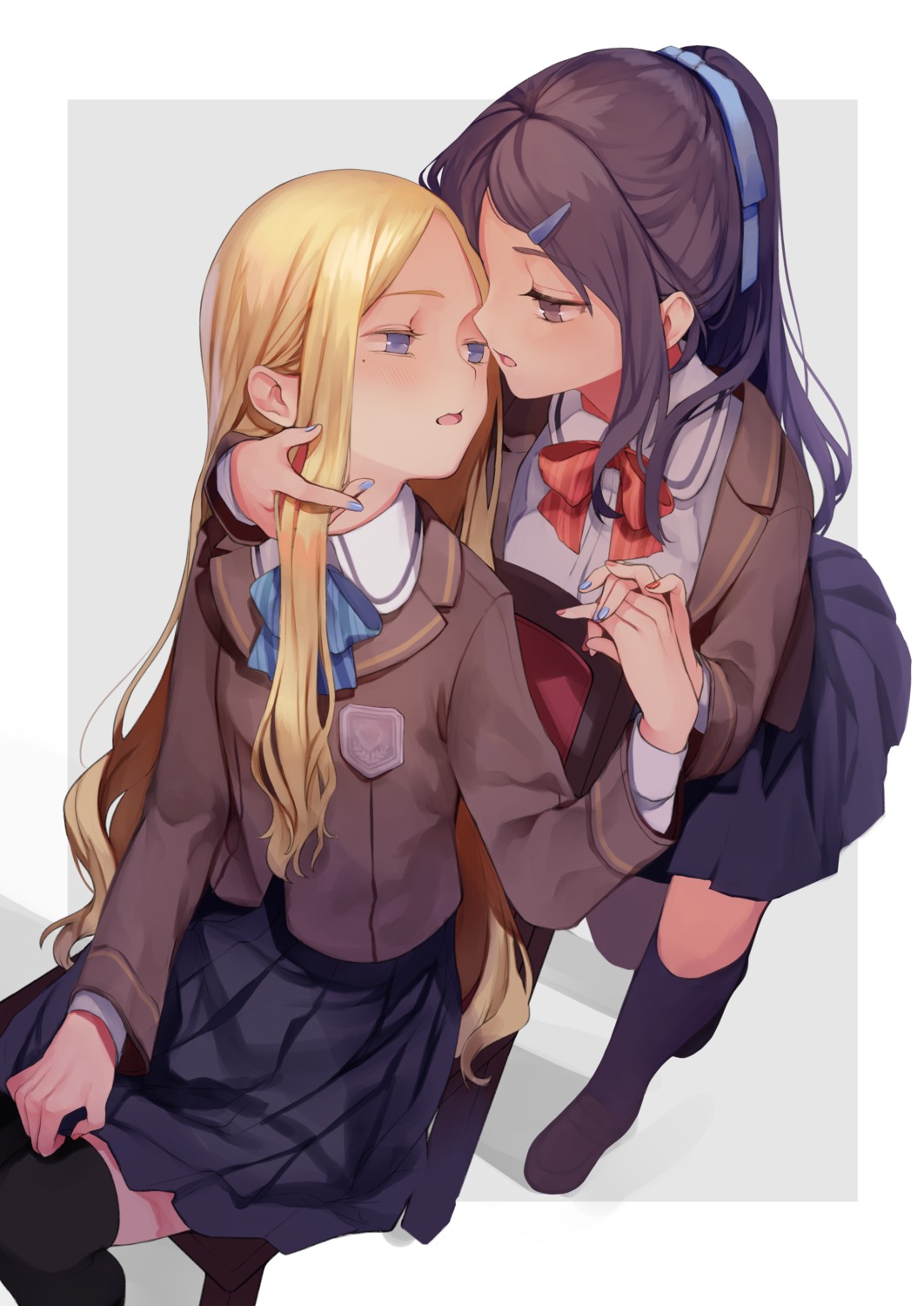 risui, seifuku, thighhighs, yuri