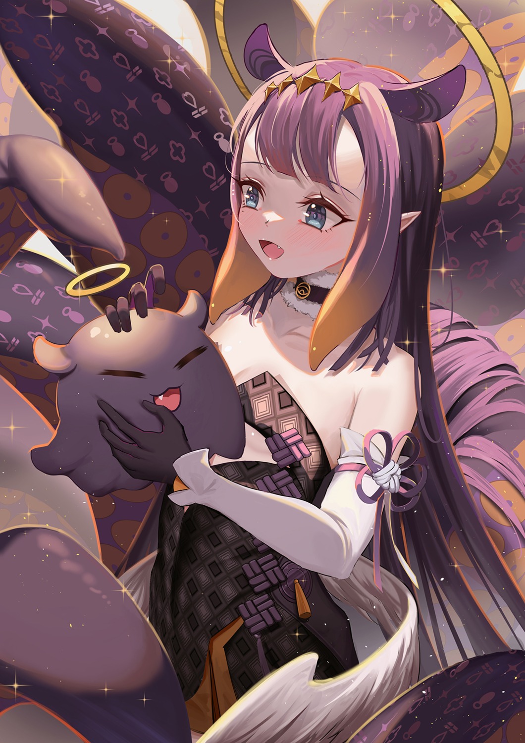 angel, capitan_wei, dress, hololive, hololive_english, ninomae_ina'nis, no_bra, pointy_ears